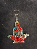 Porte clé zen feuille d’or rouge et bleu LES MERVEILLES DE SONIA