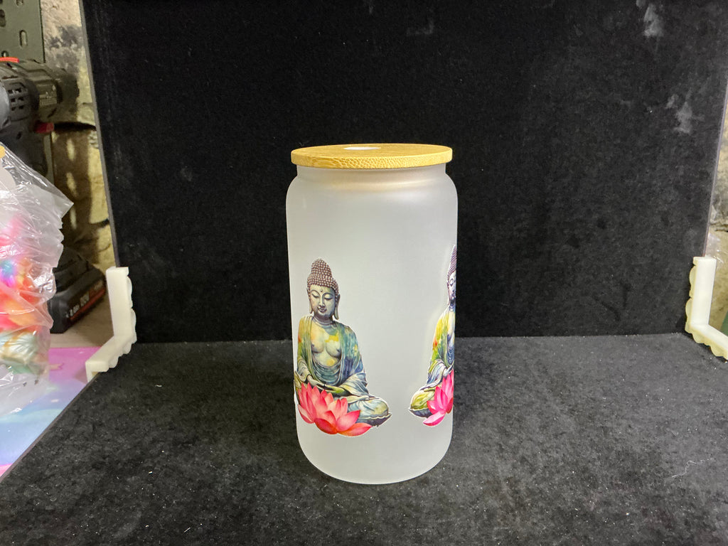 Verre givré bouddha paille en verre LES MERVEILLES DE SONIA