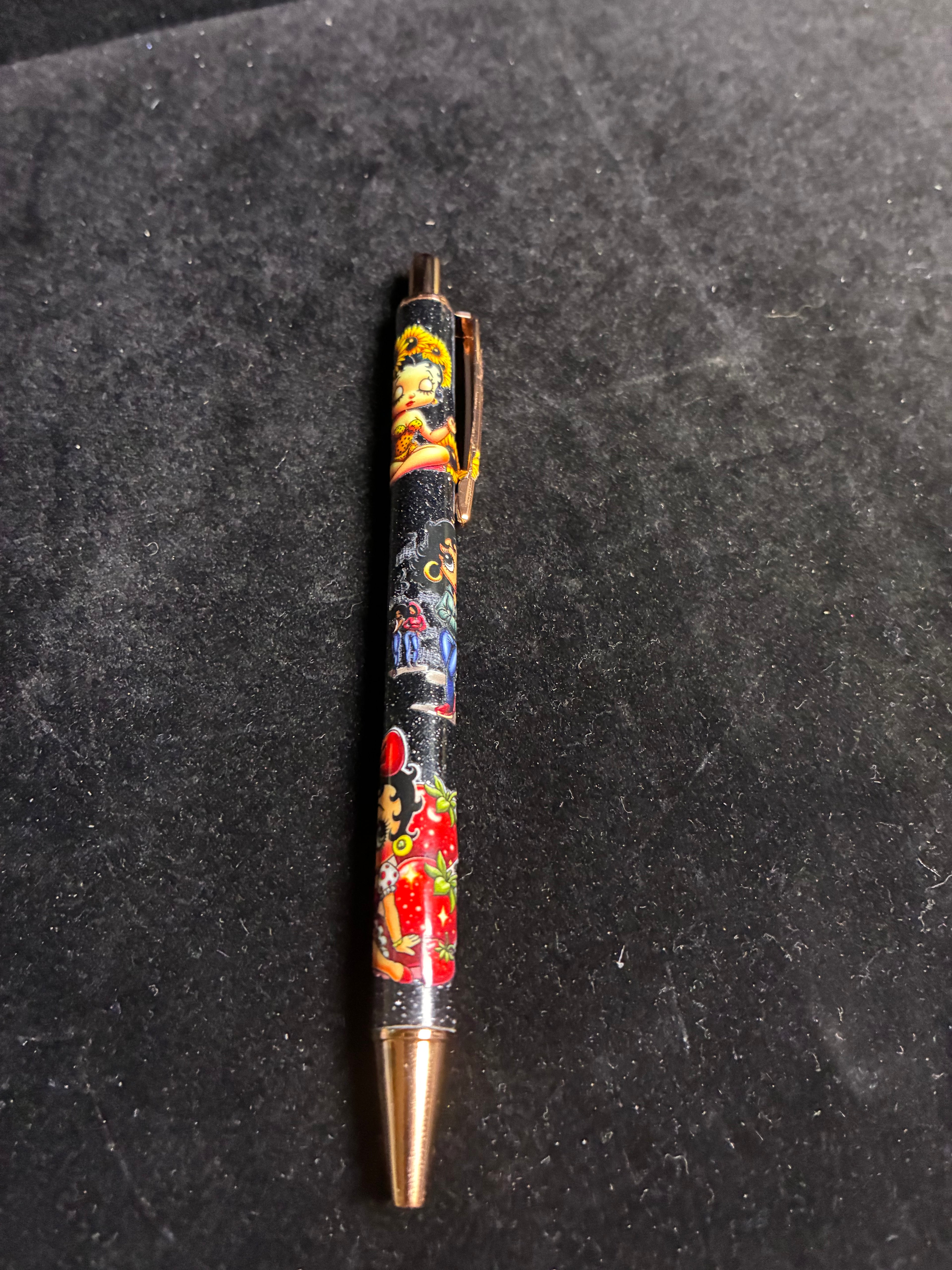 Stylo pailletée noir Betty LES MERVEILLES DE SONIA