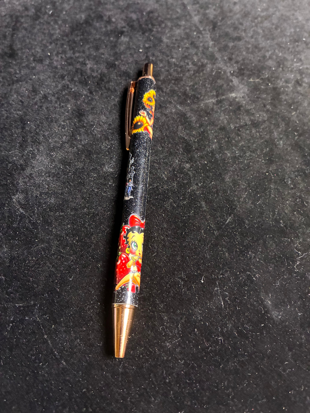 Stylo pailletée noir Betty LES MERVEILLES DE SONIA