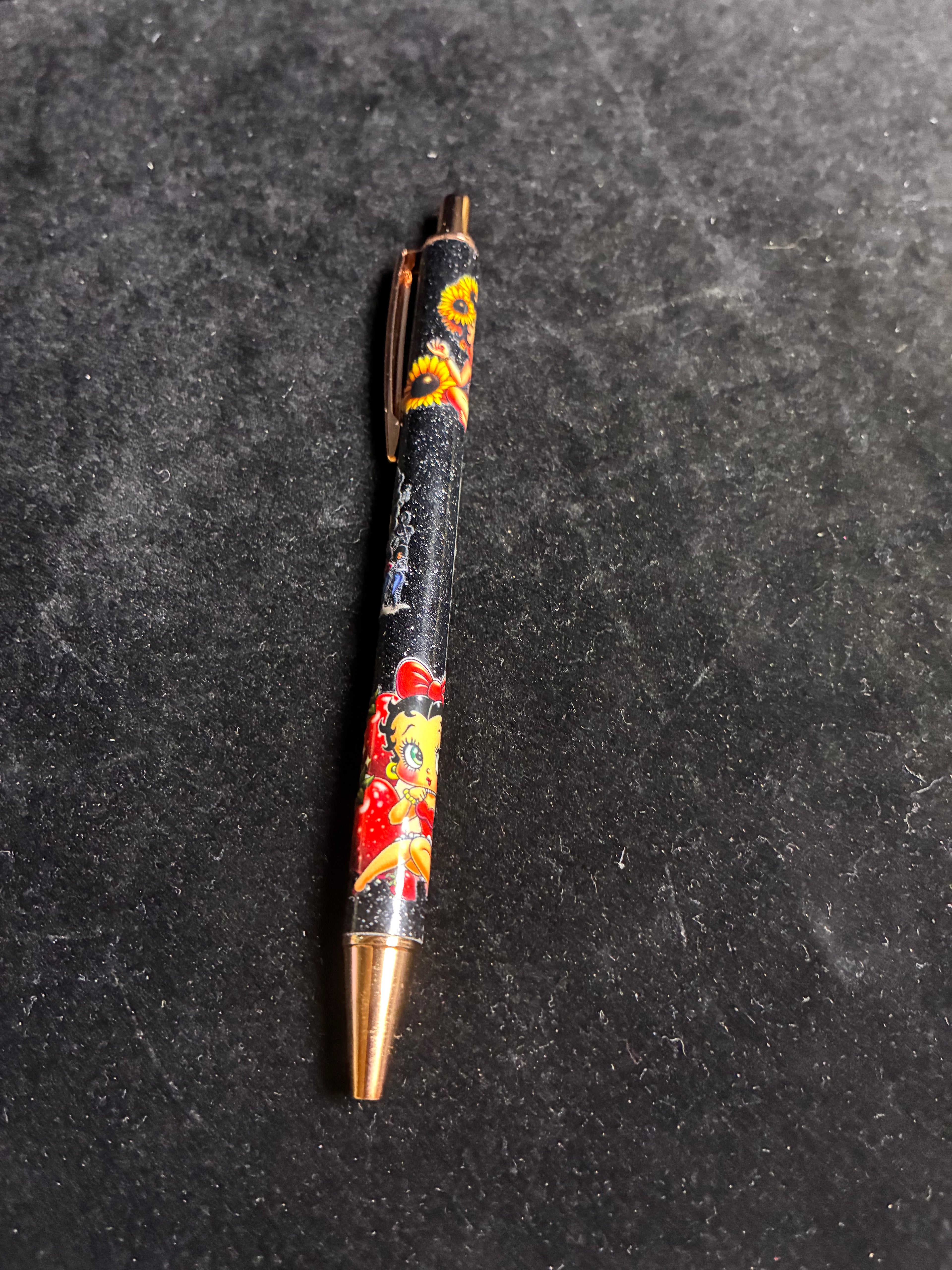 Stylo pailletée noir Betty LES MERVEILLES DE SONIA