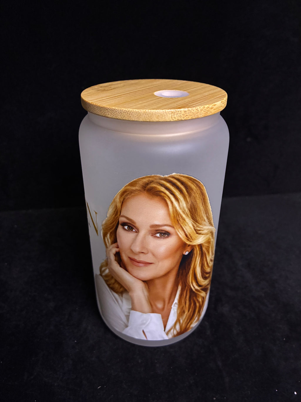Verre givré Céline Dion paille en verre LES MERVEILLES DE SONIA