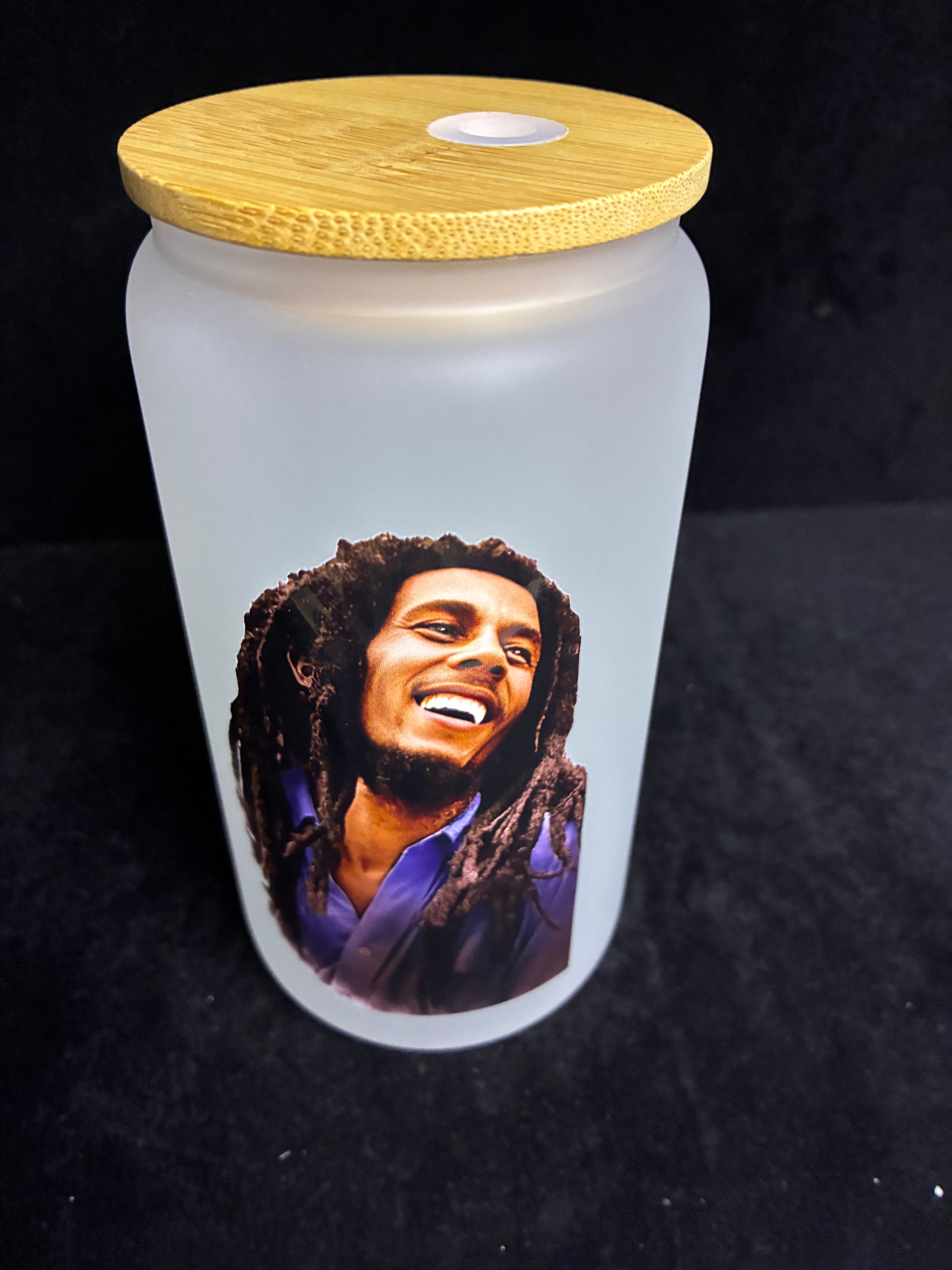 Verre givré bob marley paille en verre LES MERVEILLES DE SONIA