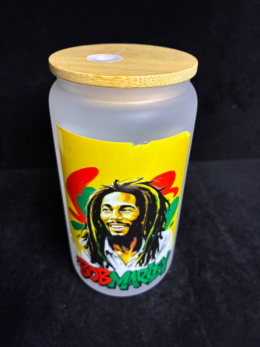 Verre givré bob marley paille en verre LES MERVEILLES DE SONIA