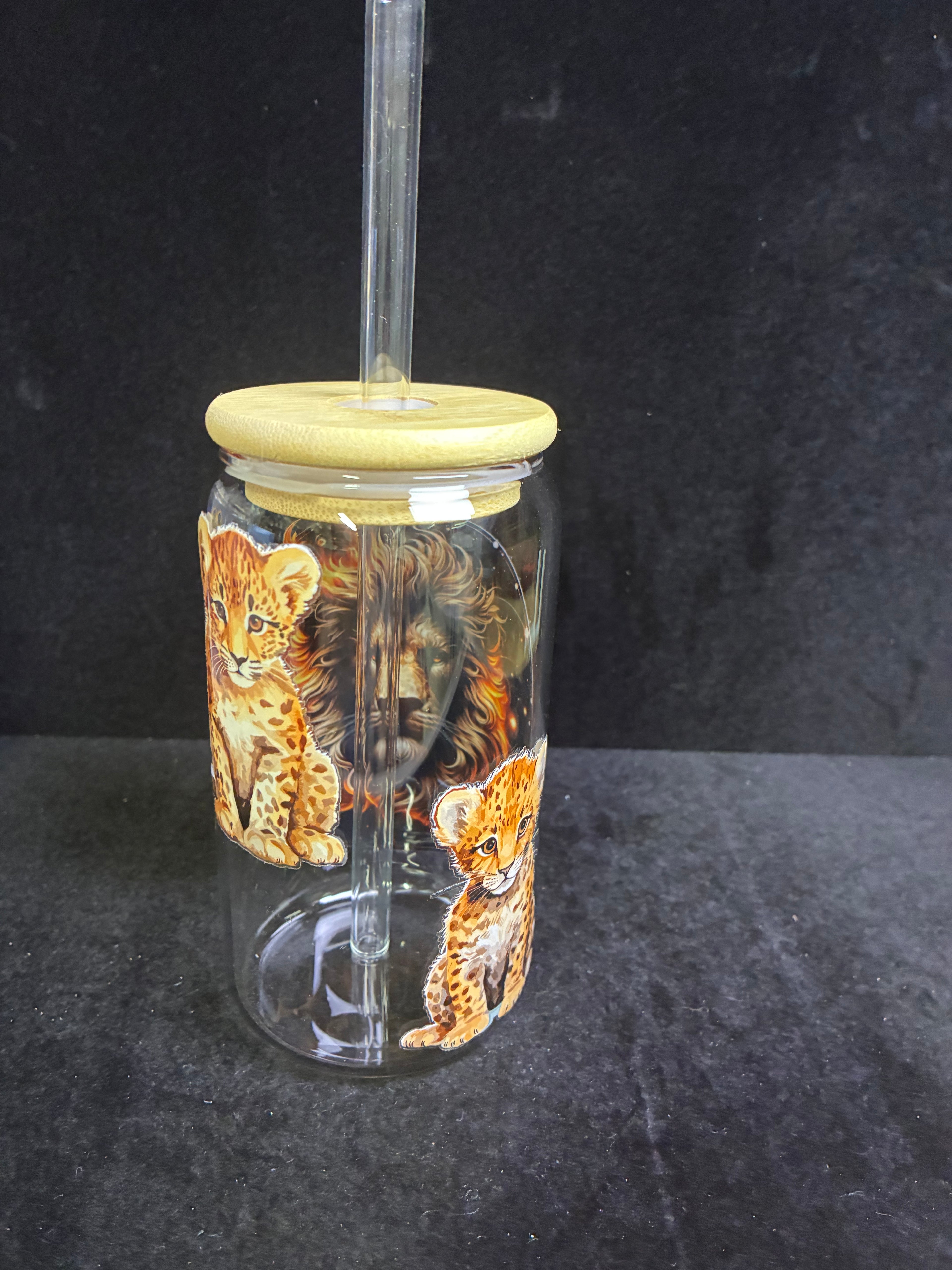 Verre lion verre paille en verre LES MERVEILLES DE SONIA