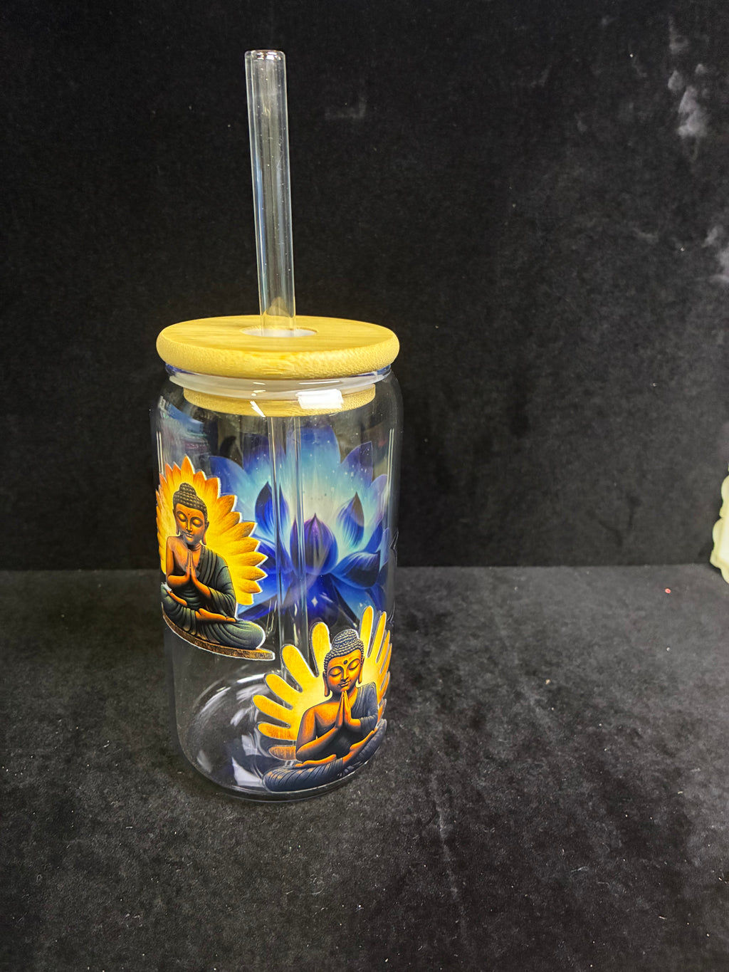 Verre bouddha lotus en verre paille en verre LES MERVEILLES DE SONIA