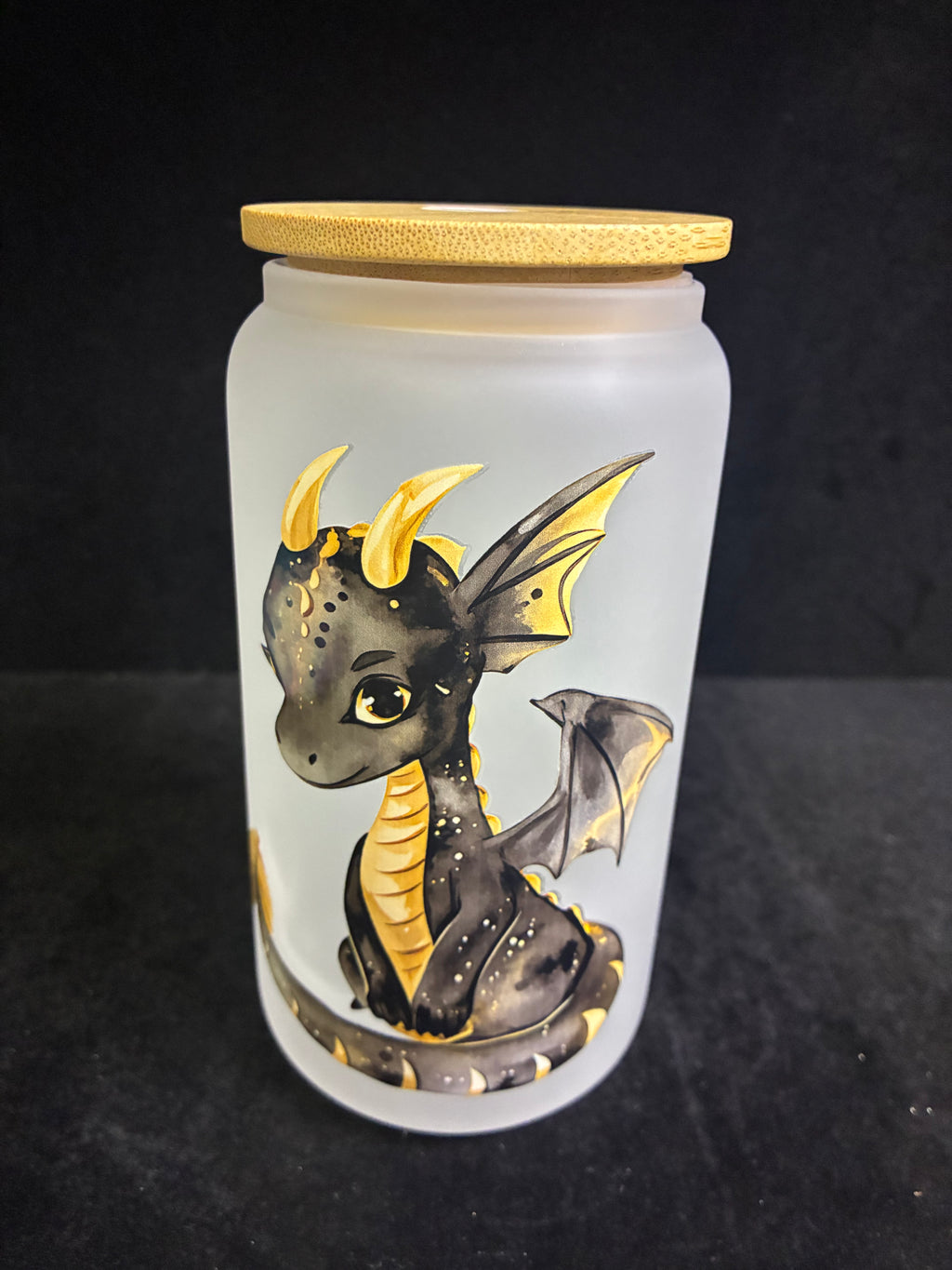 Verre givré dragon paille en verre LES MERVEILLES DE SONIA