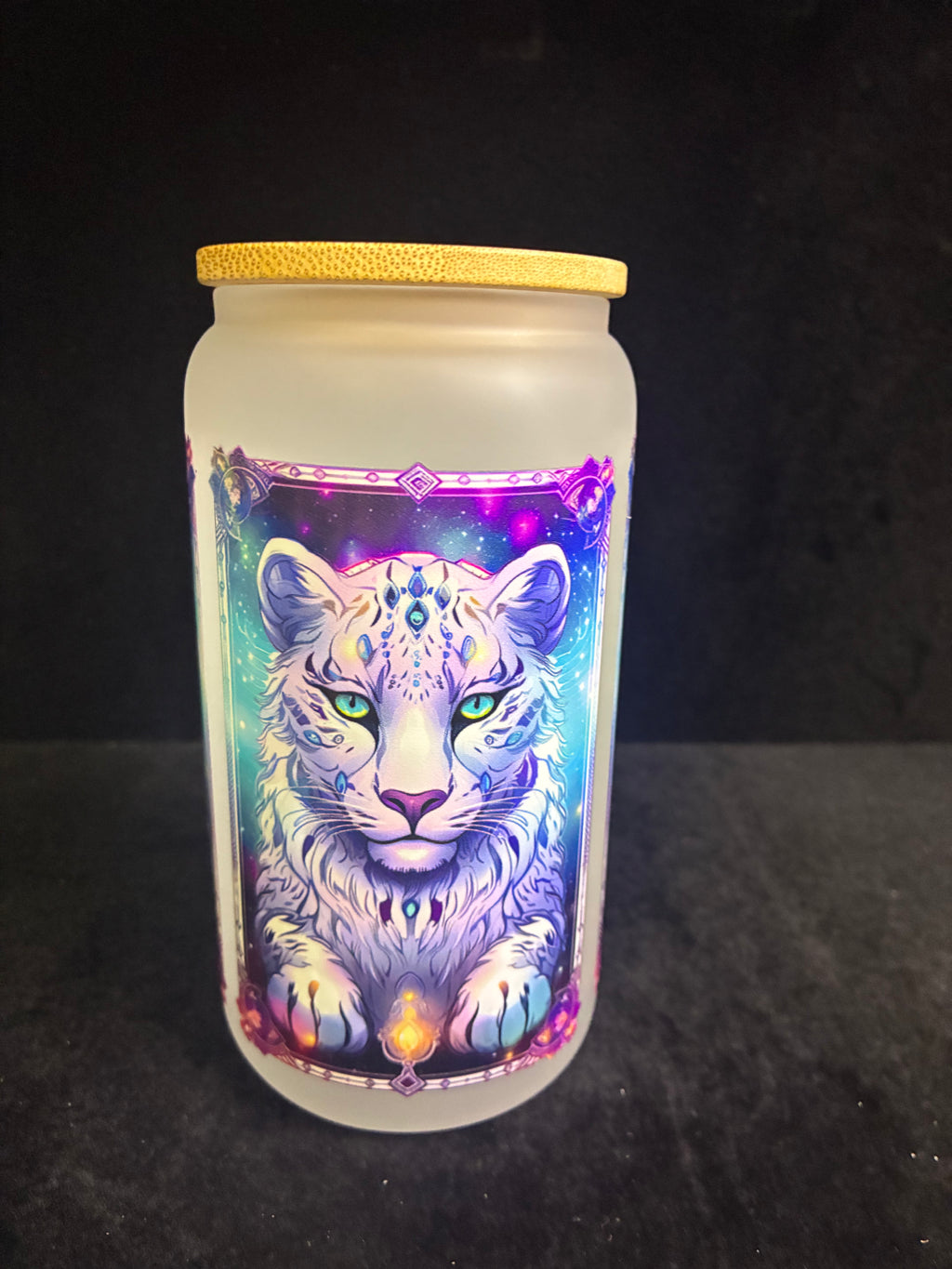 Verre givré tigre paille en verre LES MERVEILLES DE SONIA