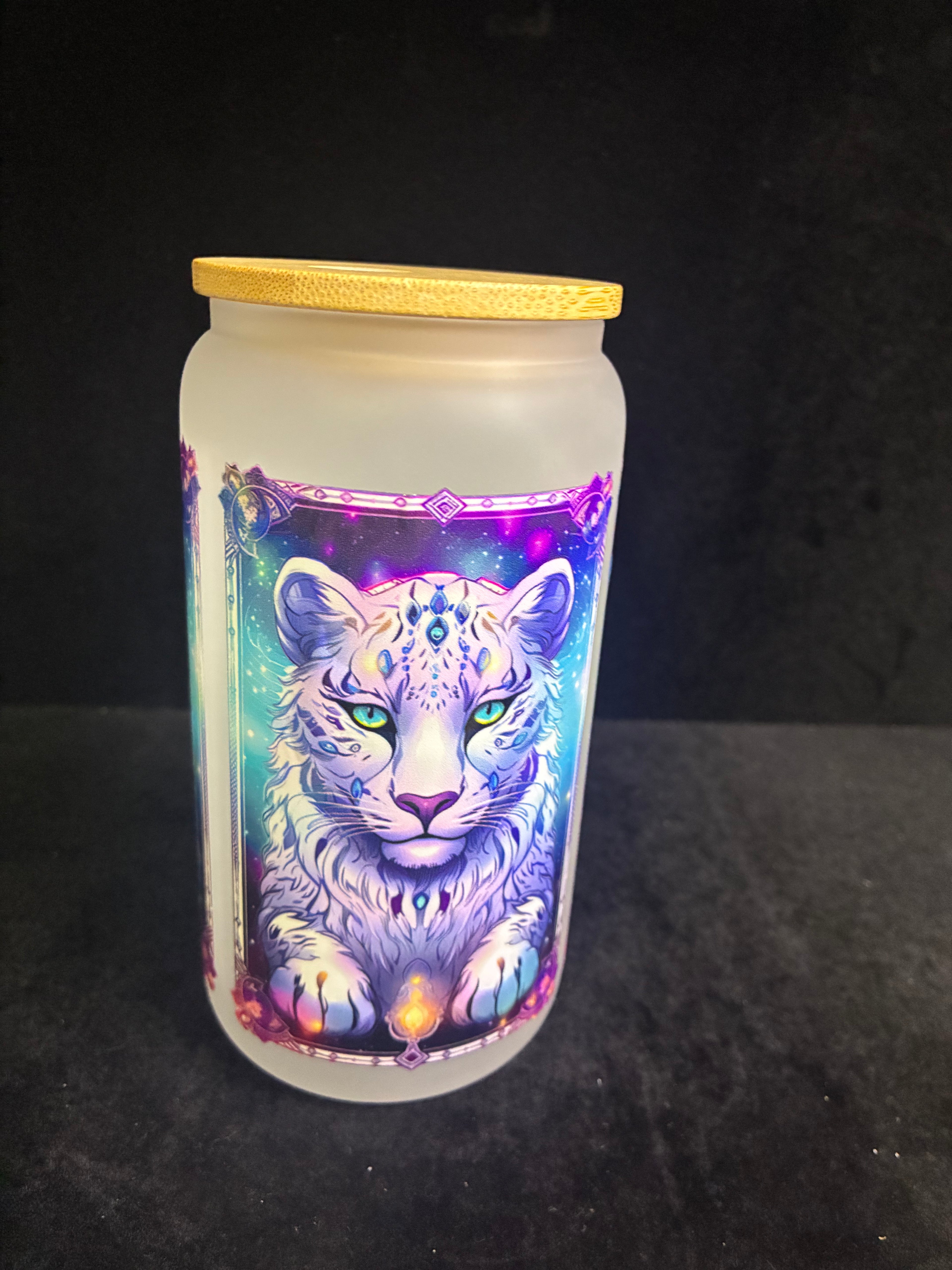 Verre givré tigre paille en verre LES MERVEILLES DE SONIA