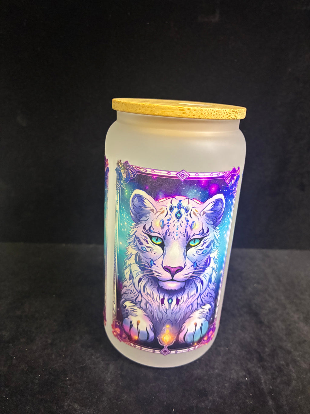 Verre givré tigre paille en verre LES MERVEILLES DE SONIA