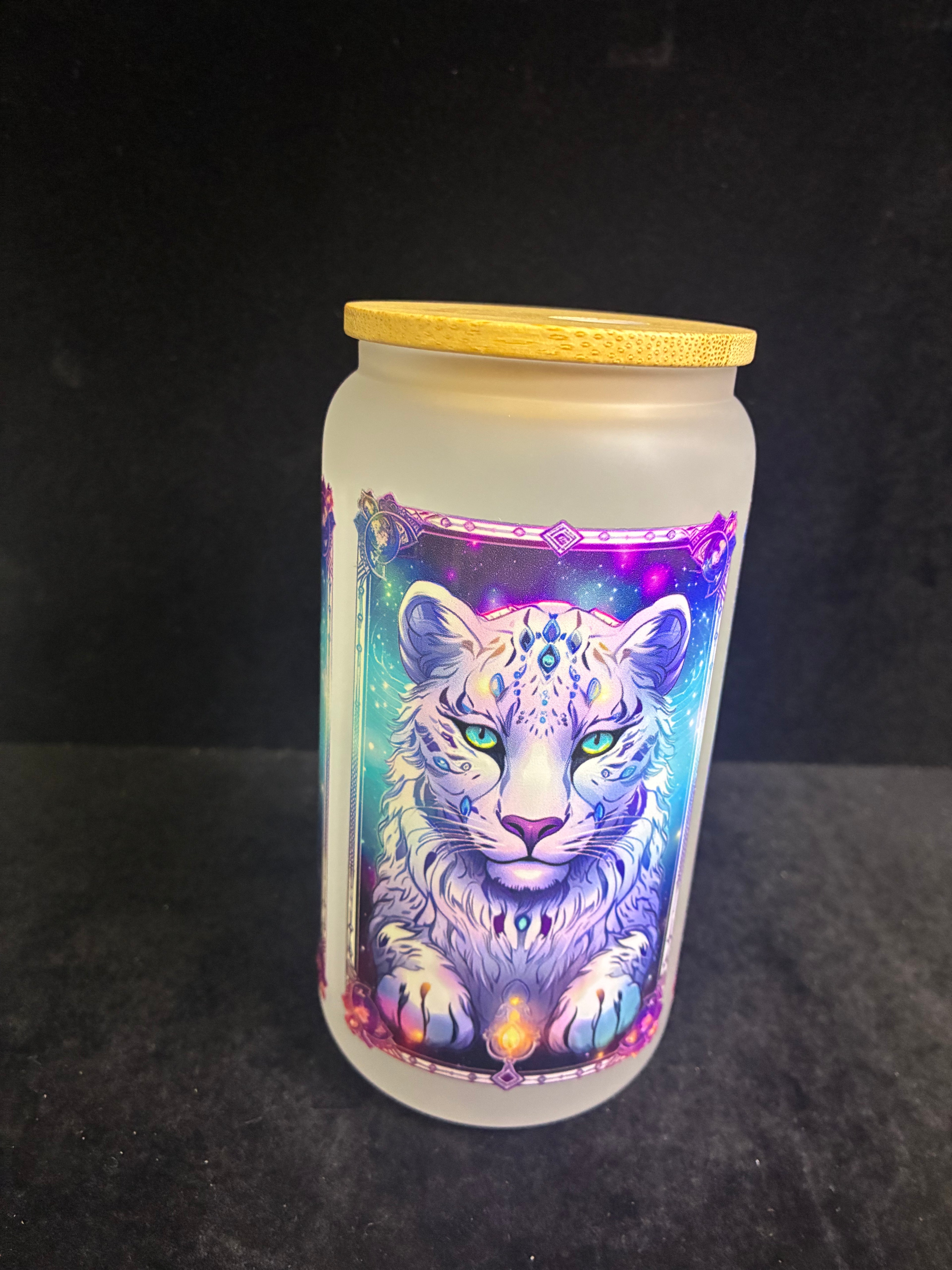 Verre givré tigre paille en verre LES MERVEILLES DE SONIA