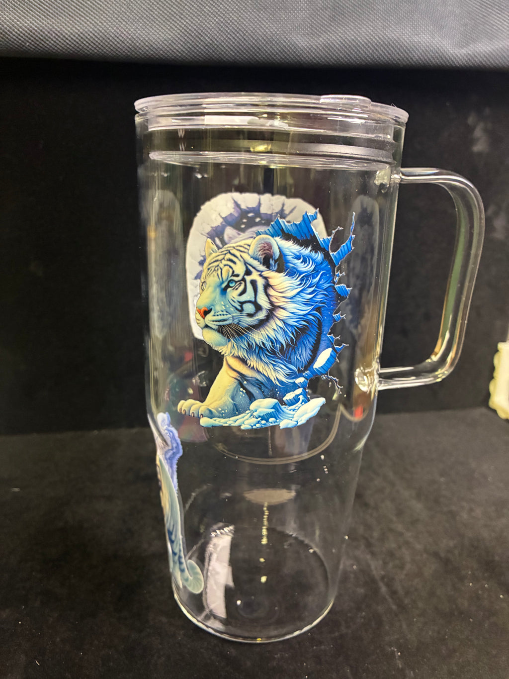 Verre 1 litre tigre paille en verre LES MERVEILLES DE SONIA