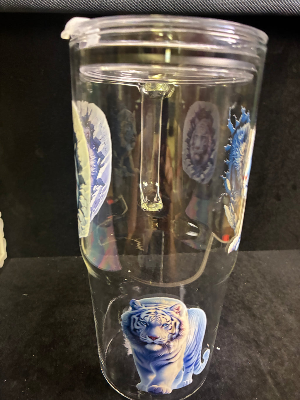 Verre 1 litre tigre paille en verre LES MERVEILLES DE SONIA