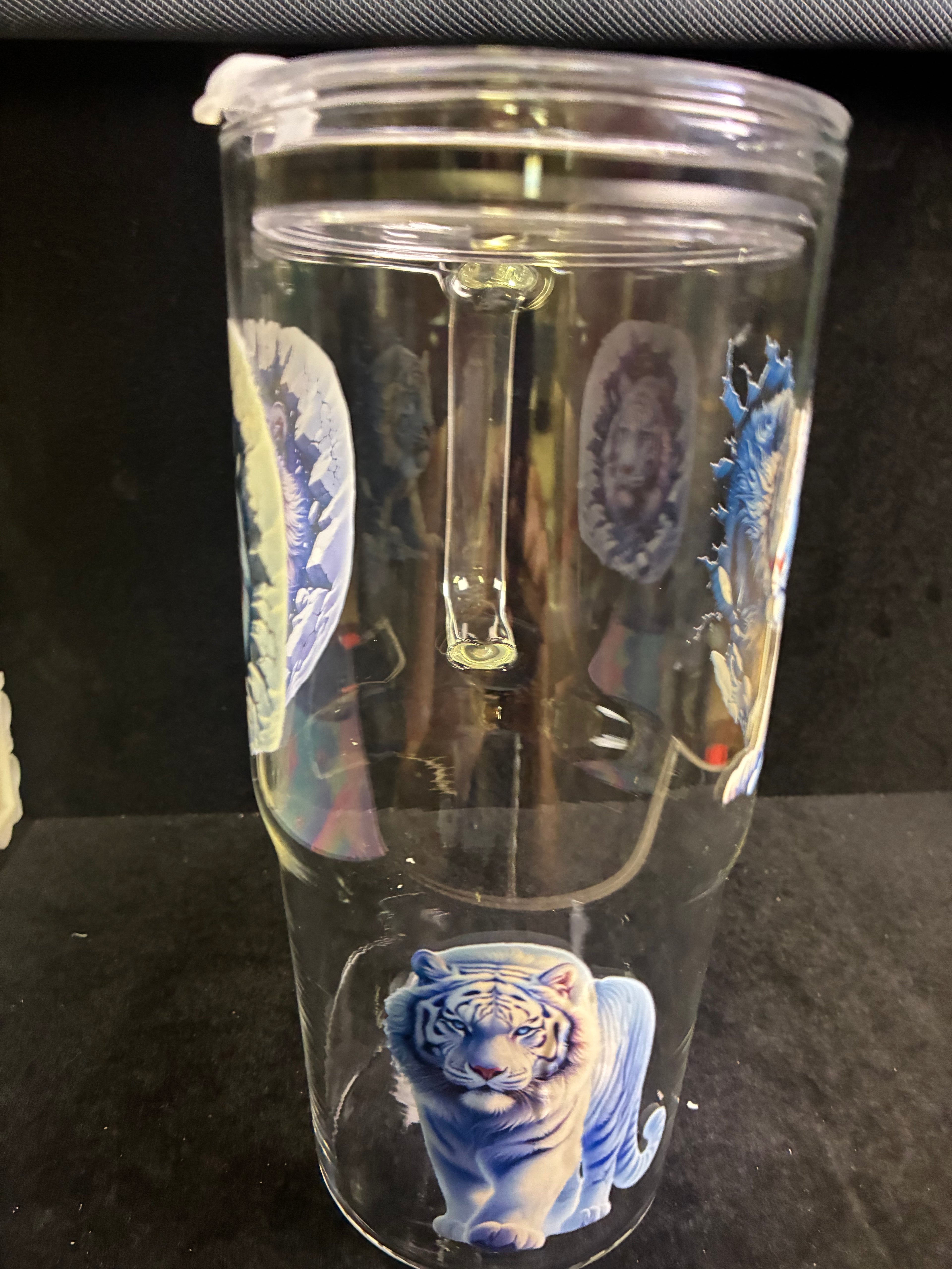 Verre 1 litre tigre paille en verre LES MERVEILLES DE SONIA