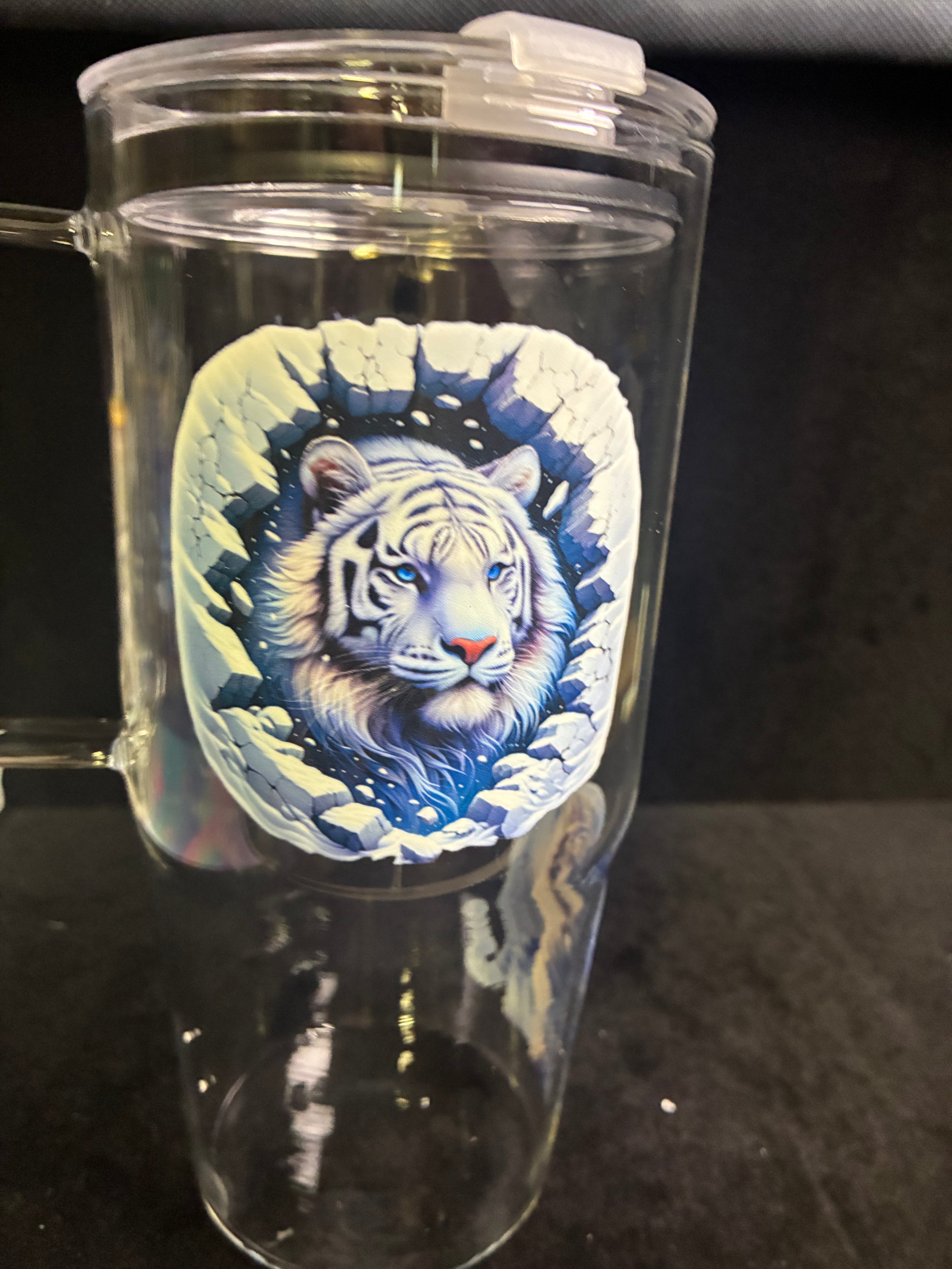 Verre 1 litre tigre paille en verre LES MERVEILLES DE SONIA