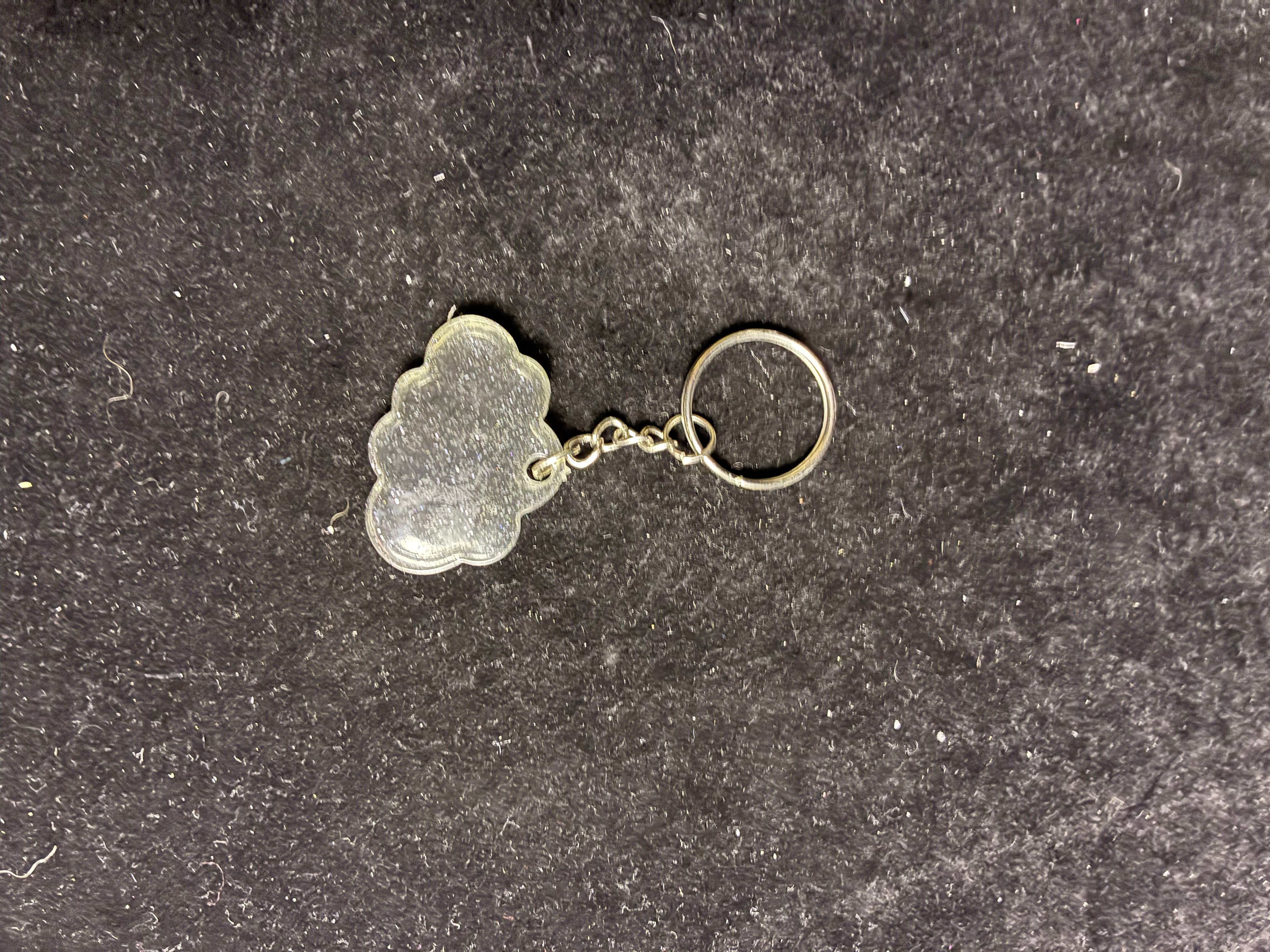 Porte clé nuage pailletée grise LES MERVEILLES DE SONIA
