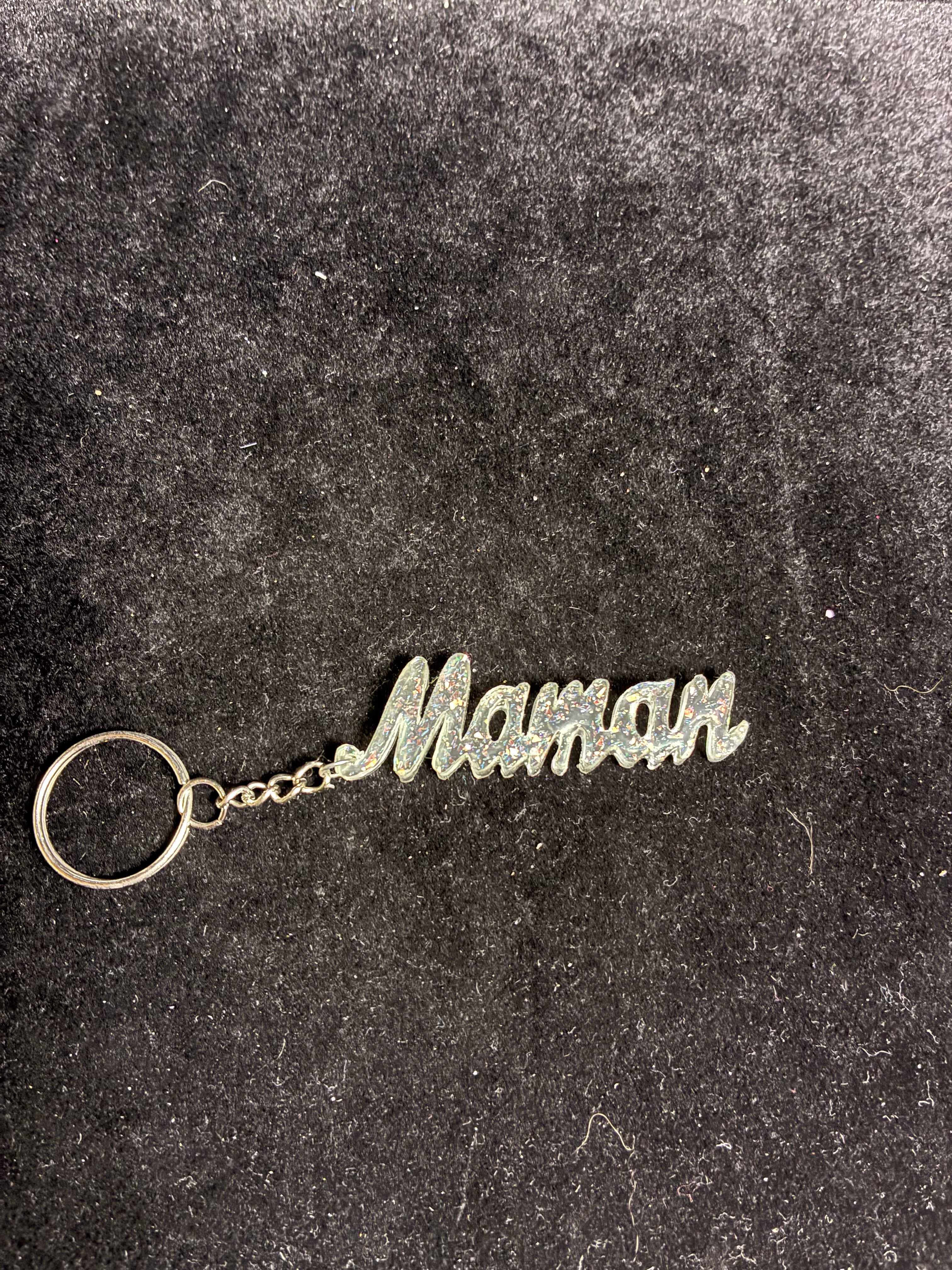 Porte clé maman holographique résine LES MERVEILLES DE SONIA