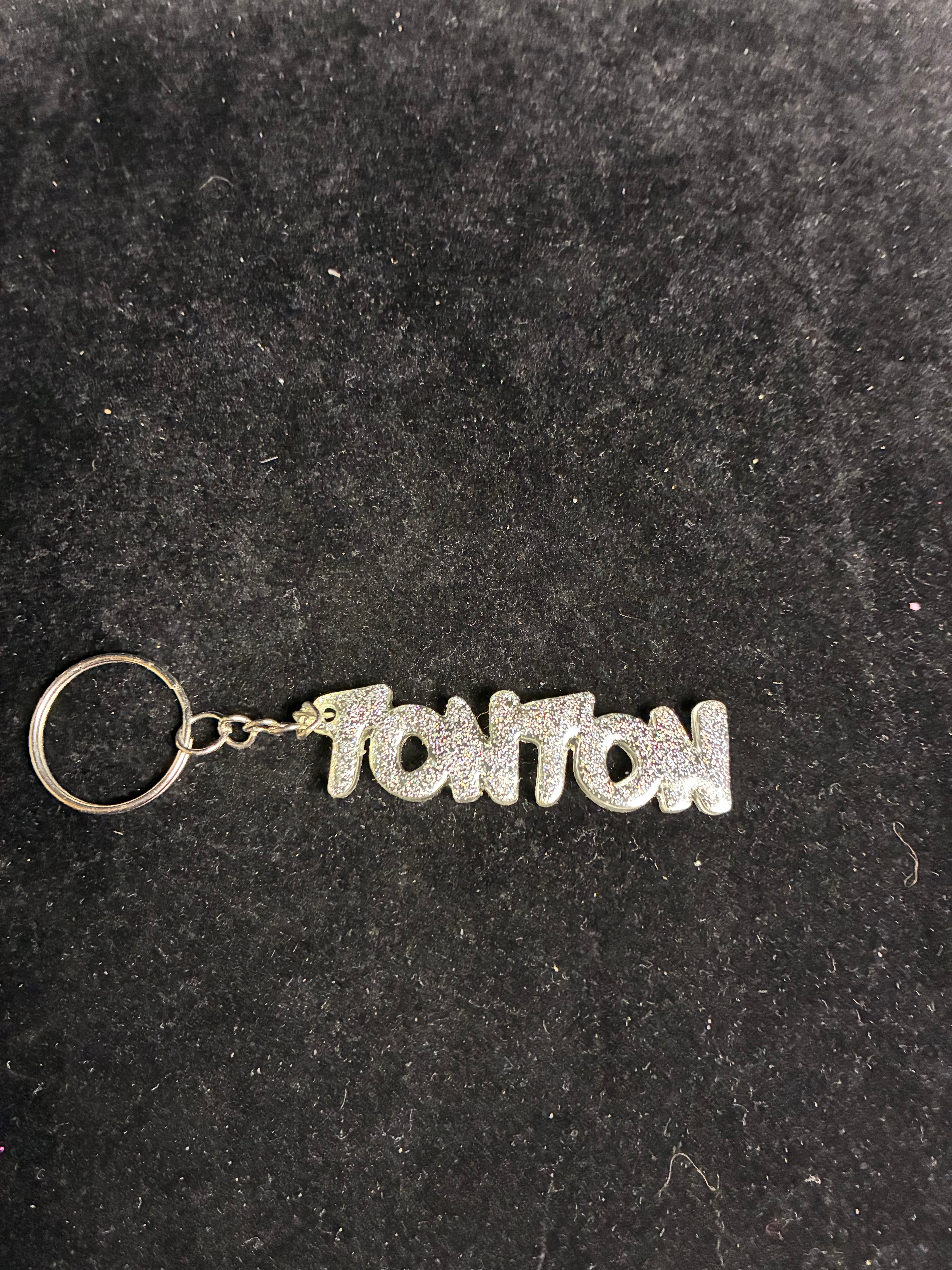 Porte clé tonton pailletée résine LES MERVEILLES DE SONIA