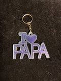 Porte clé I Love papa violet résine LES MERVEILLES DE SONIA