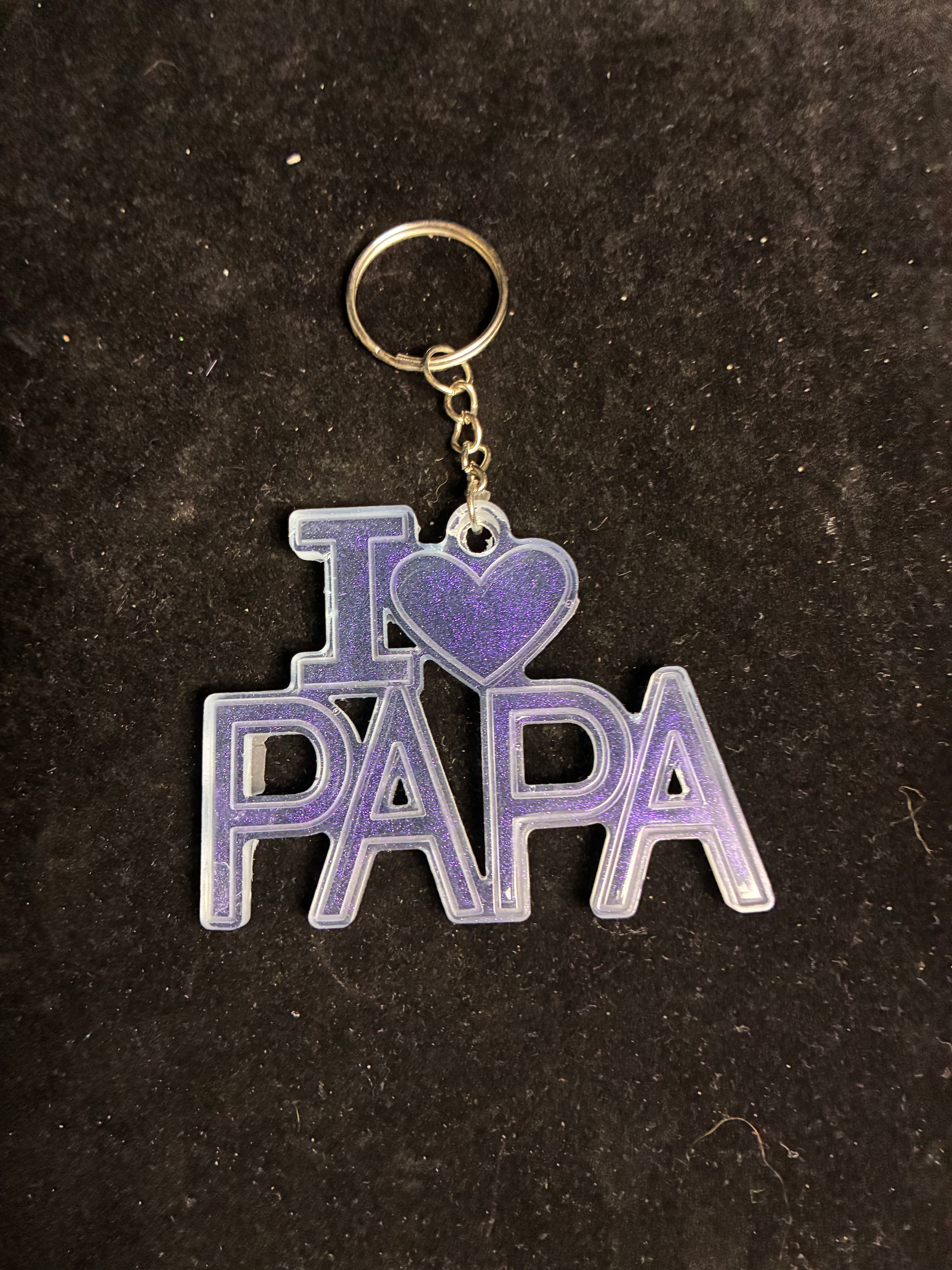 Porte clé I Love papa violet résine LES MERVEILLES DE SONIA