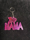 Porte clé I Love mama fushia résine LES MERVEILLES DE SONIA