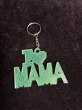 Porte clé I Love mama vert résine LES MERVEILLES DE SONIA