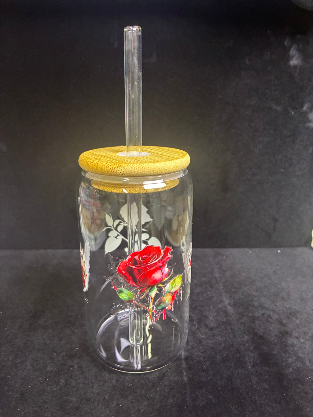 Verre fleur roses verre paille en verre LES MERVEILLES DE SONIA