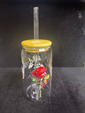 Verre fleur roses verre paille en verre LES MERVEILLES DE SONIA