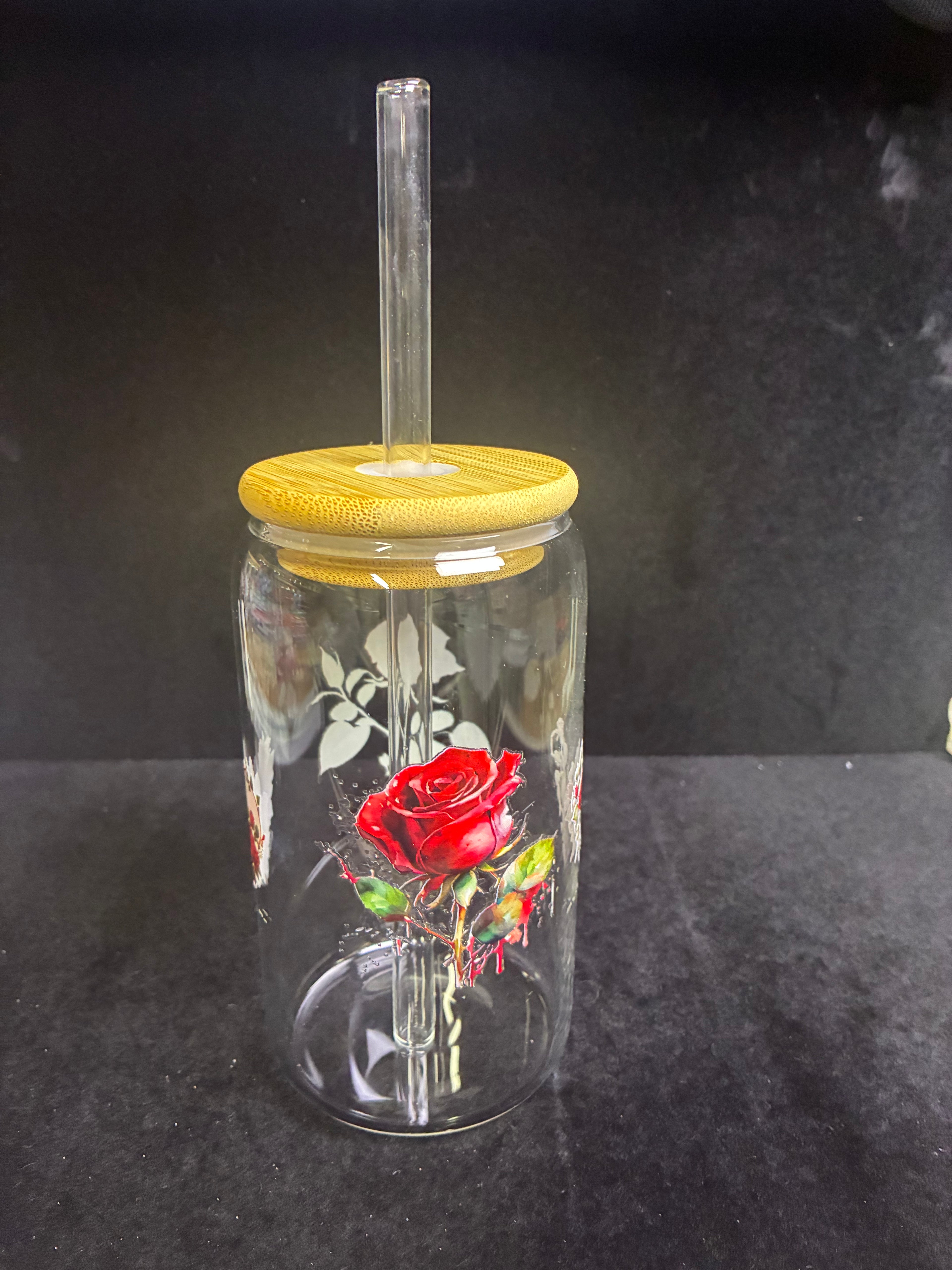 Verre fleur roses verre paille en verre LES MERVEILLES DE SONIA