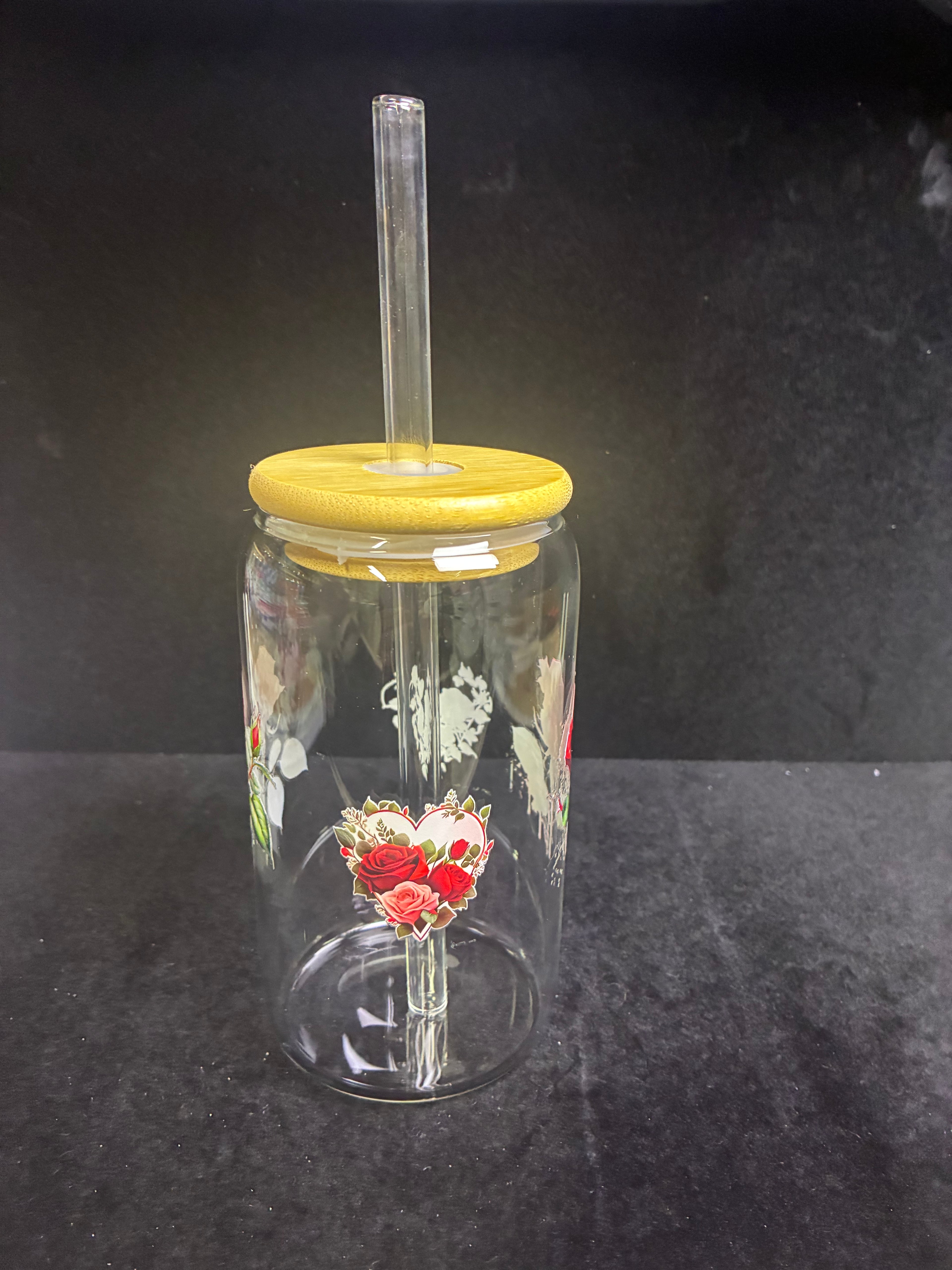 Verre fleur roses verre paille en verre LES MERVEILLES DE SONIA