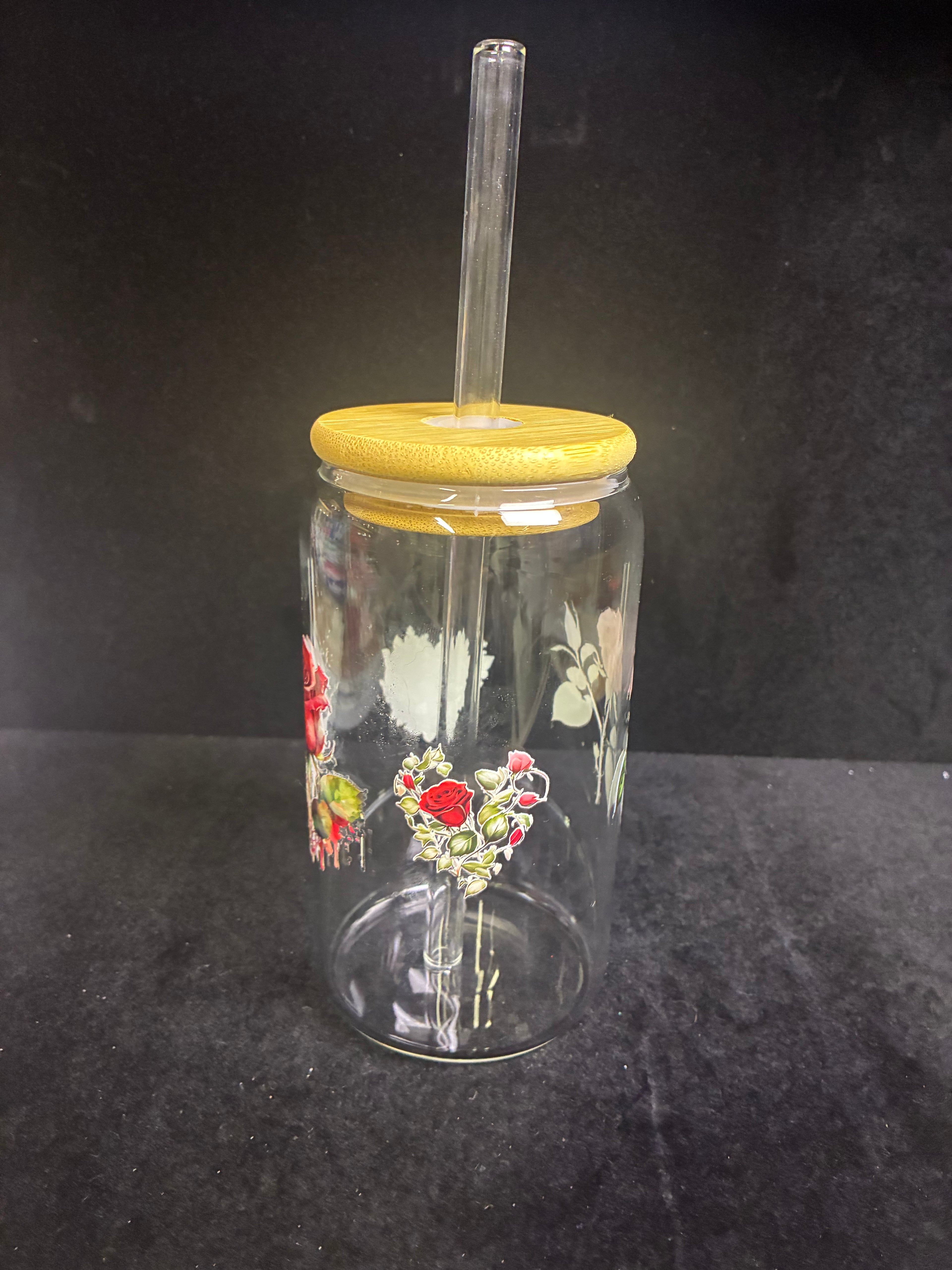 Verre fleur roses verre paille en verre LES MERVEILLES DE SONIA