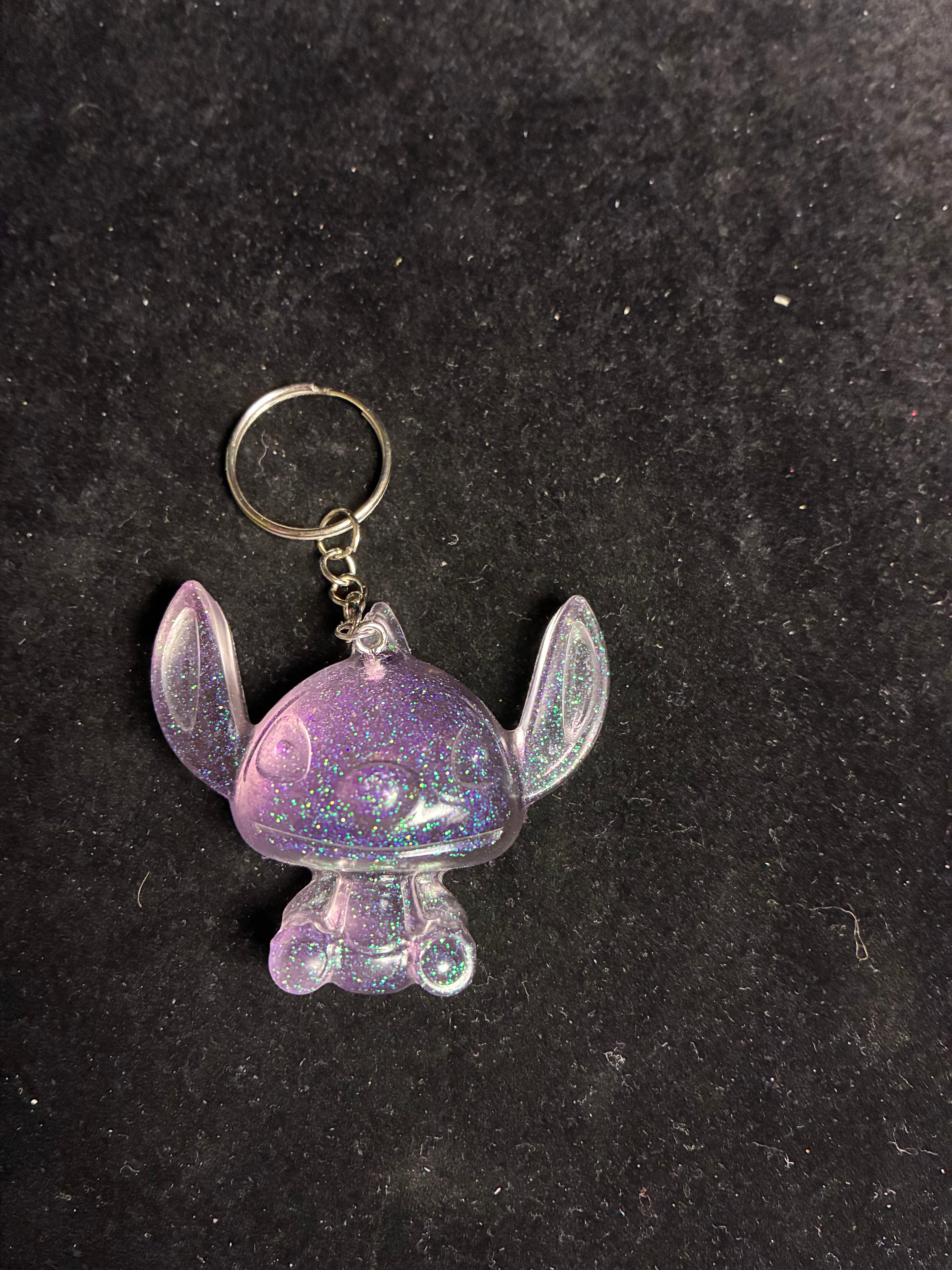 Porte clé stich rose pailletée LES MERVEILLES DE SONIA