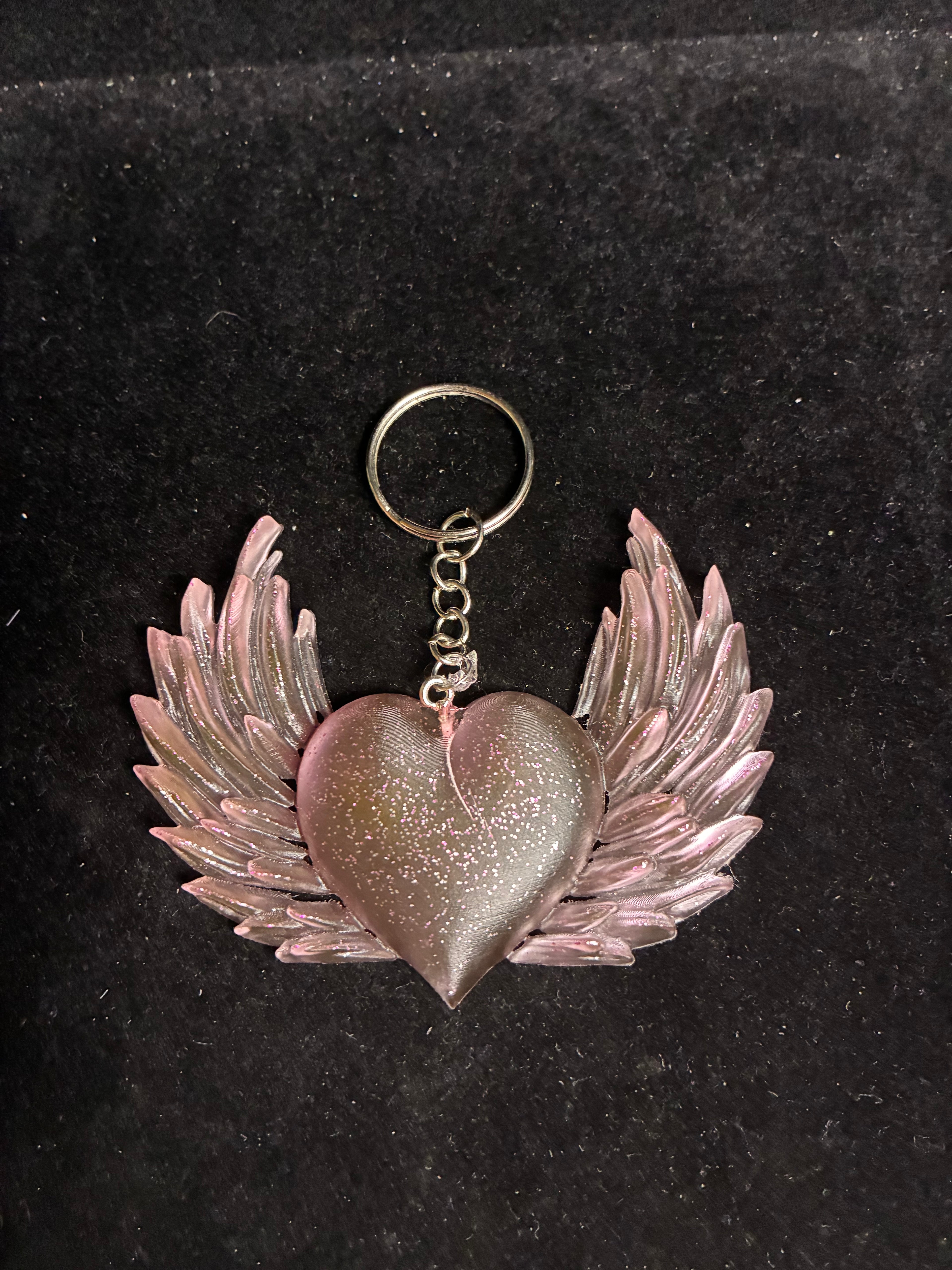 Porte clé cœur ailes d’ange rouge LES MERVEILLES DE SONIA