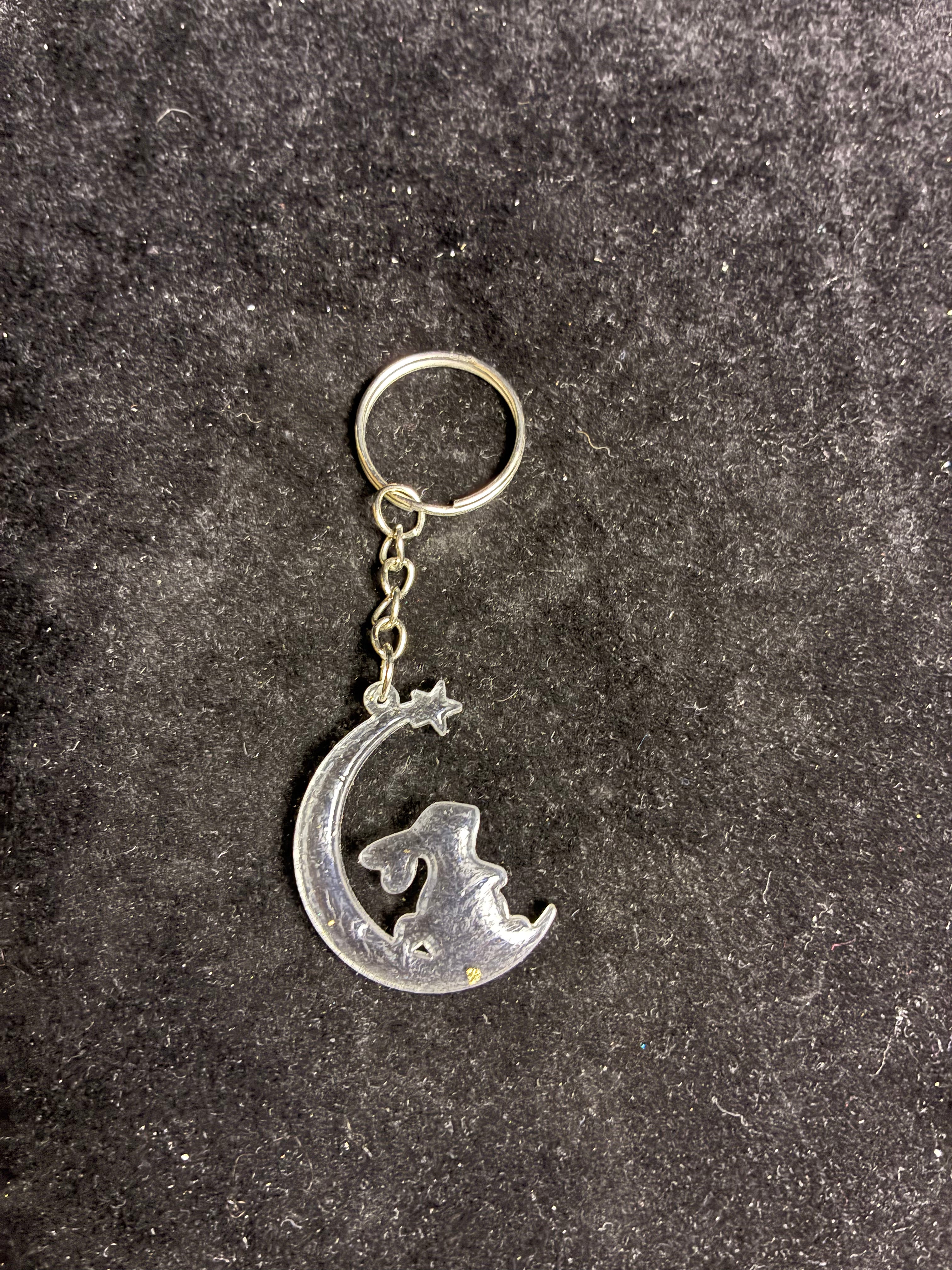 Porte clé lune lapin LES MERVEILLES DE SONIA