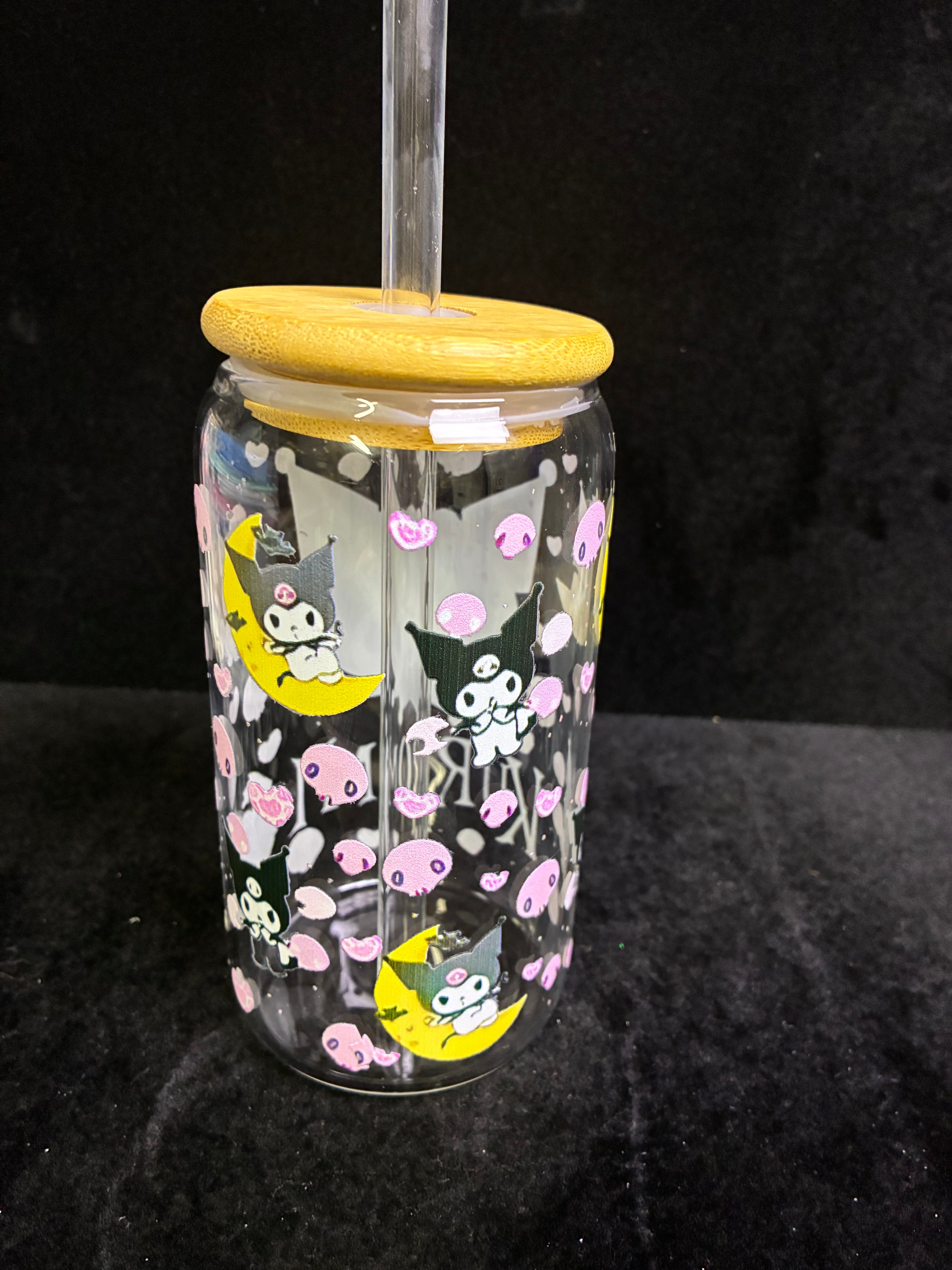 Verre Kuromi verre paille en verre LES MERVEILLES DE SONIA