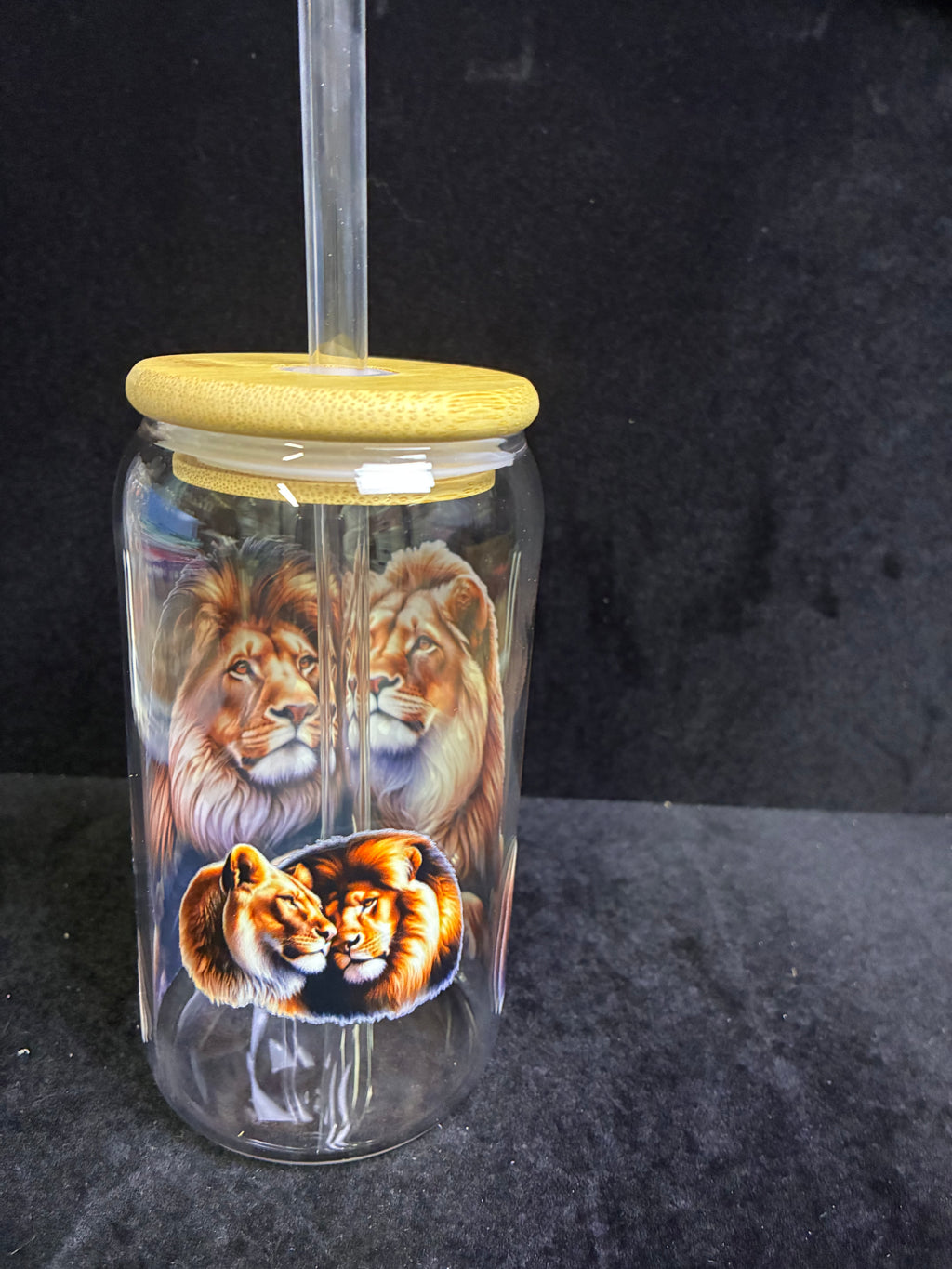 Verre couple de lion verre paille en verre LES MERVEILLES DE SONIA
