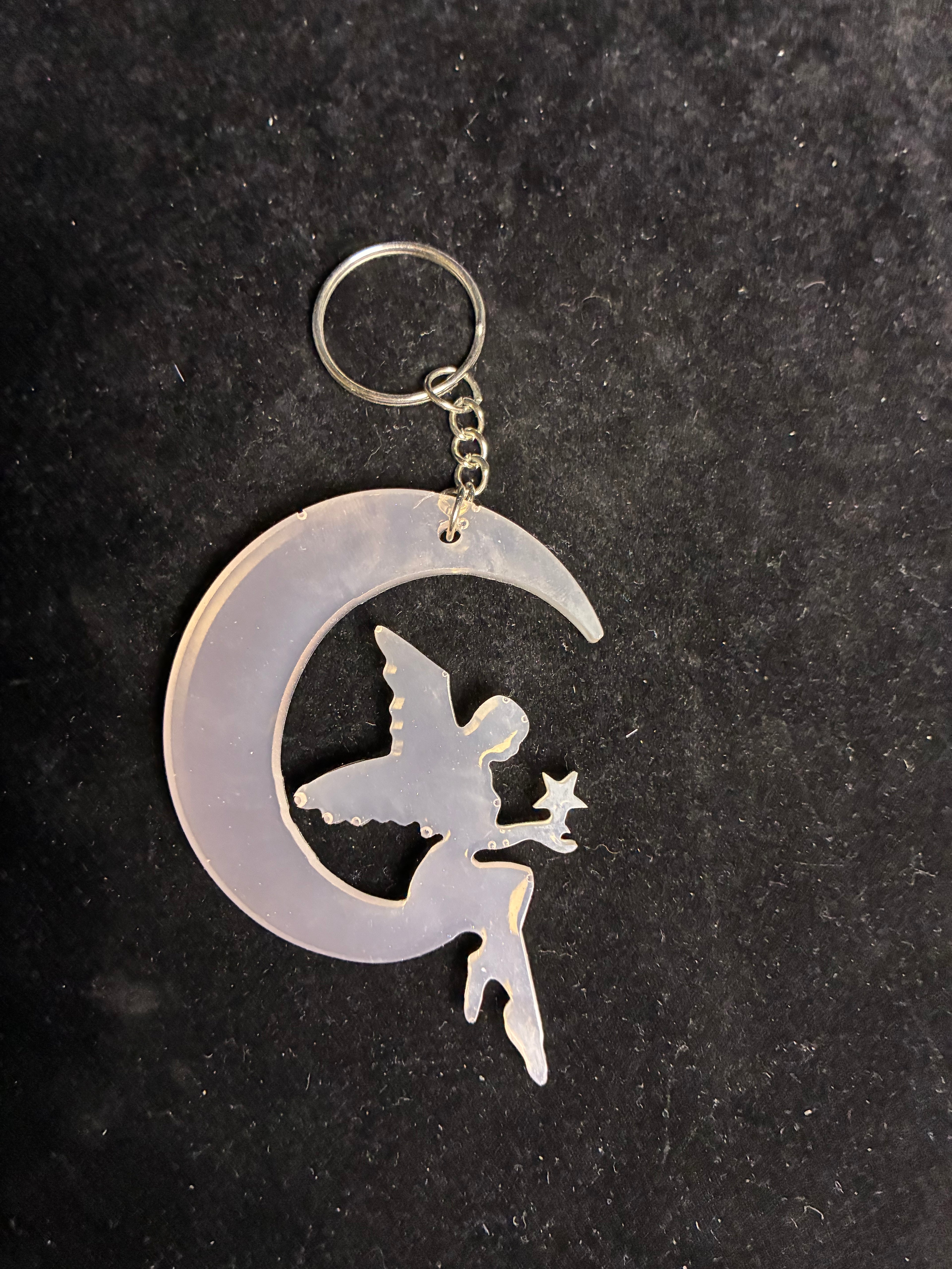 Porte clé lune fee rose LES MERVEILLES DE SONIA