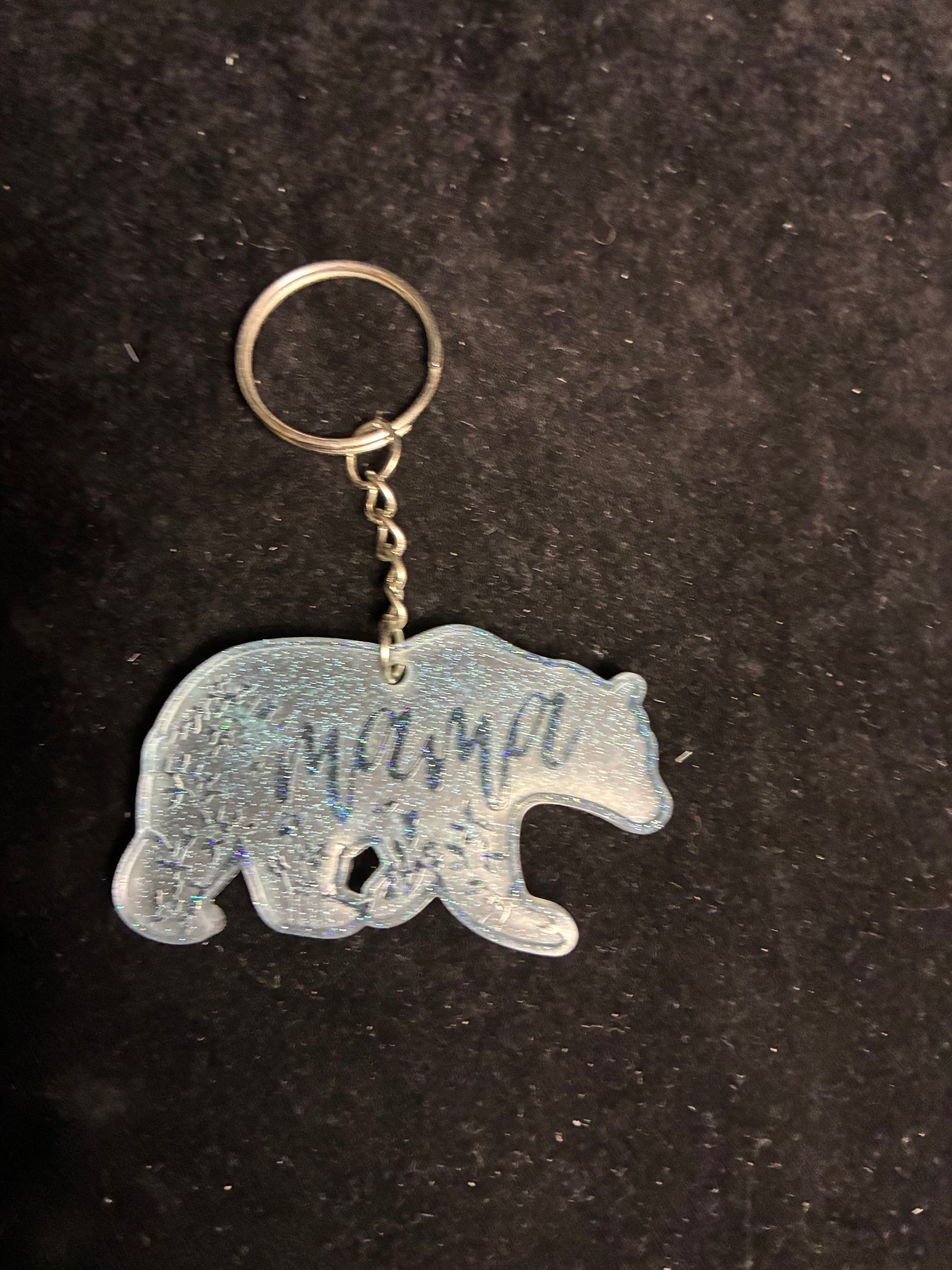 Porte clé ours mama vert LES MERVEILLES DE SONIA