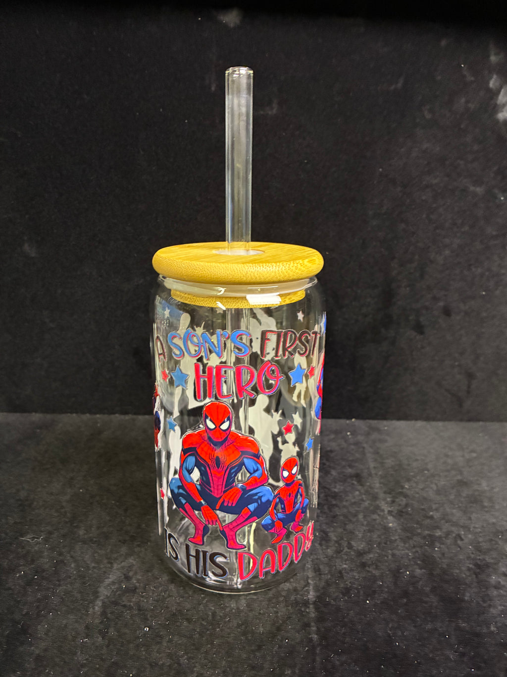 Verre Spiderman verre paille en verre LES MERVEILLES DE SONIA