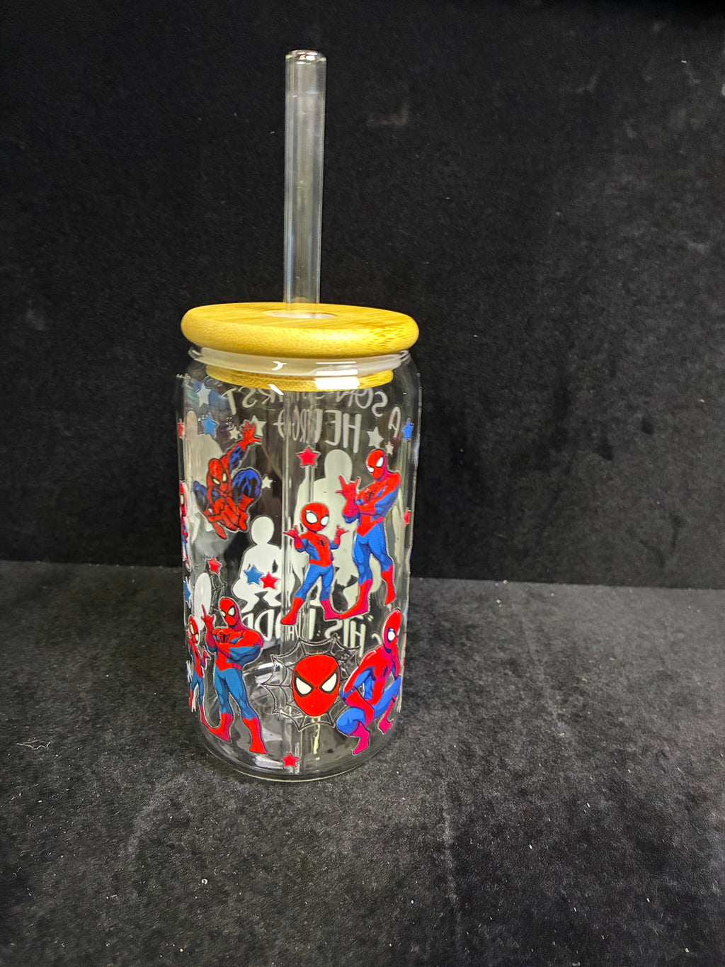 Verre Spiderman verre paille en verre LES MERVEILLES DE SONIA
