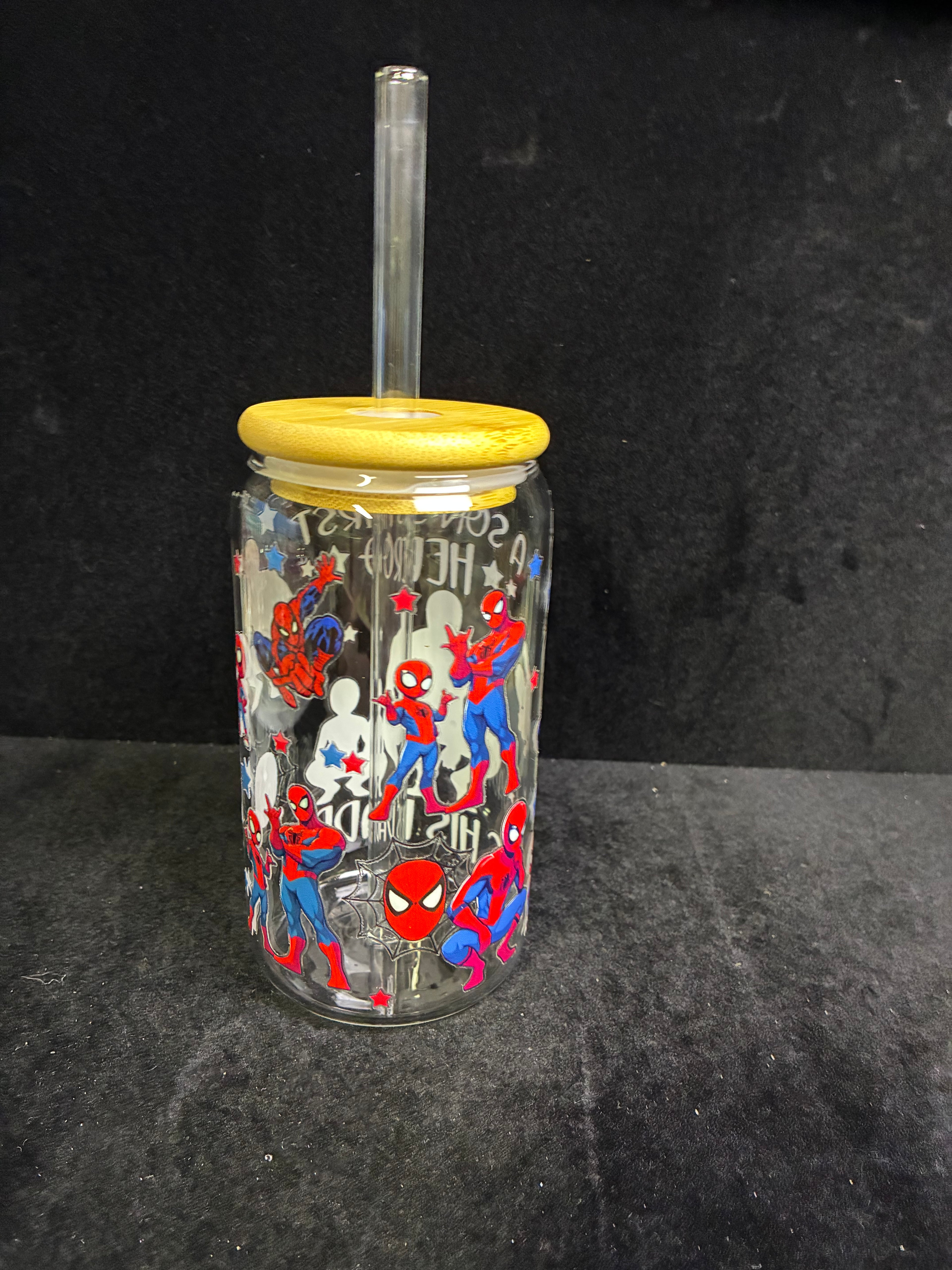 Verre Spiderman verre paille en verre LES MERVEILLES DE SONIA