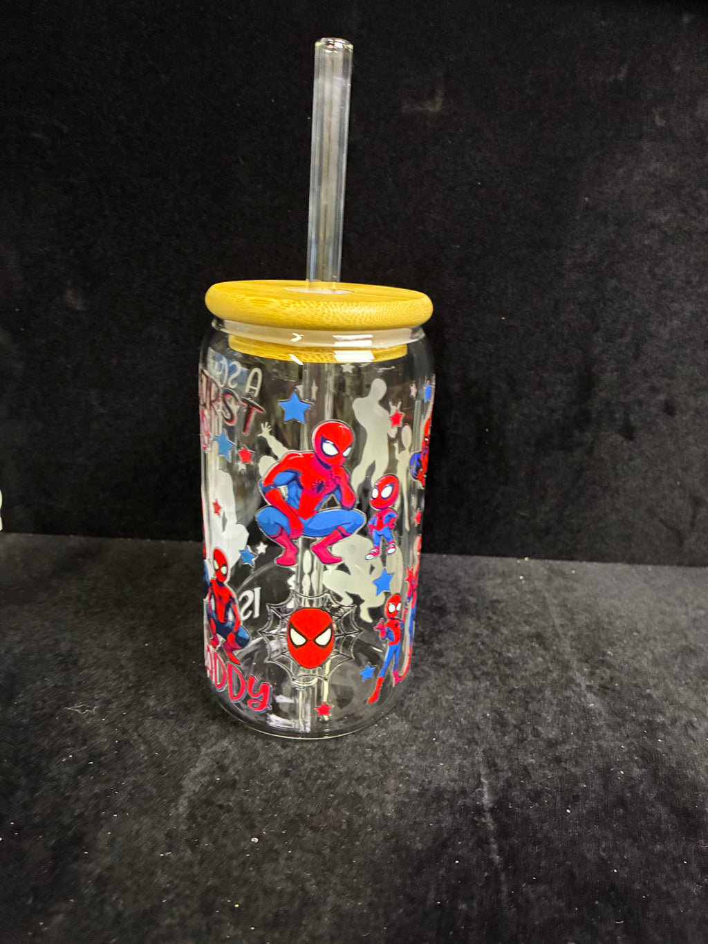 Verre Spiderman verre paille en verre LES MERVEILLES DE SONIA