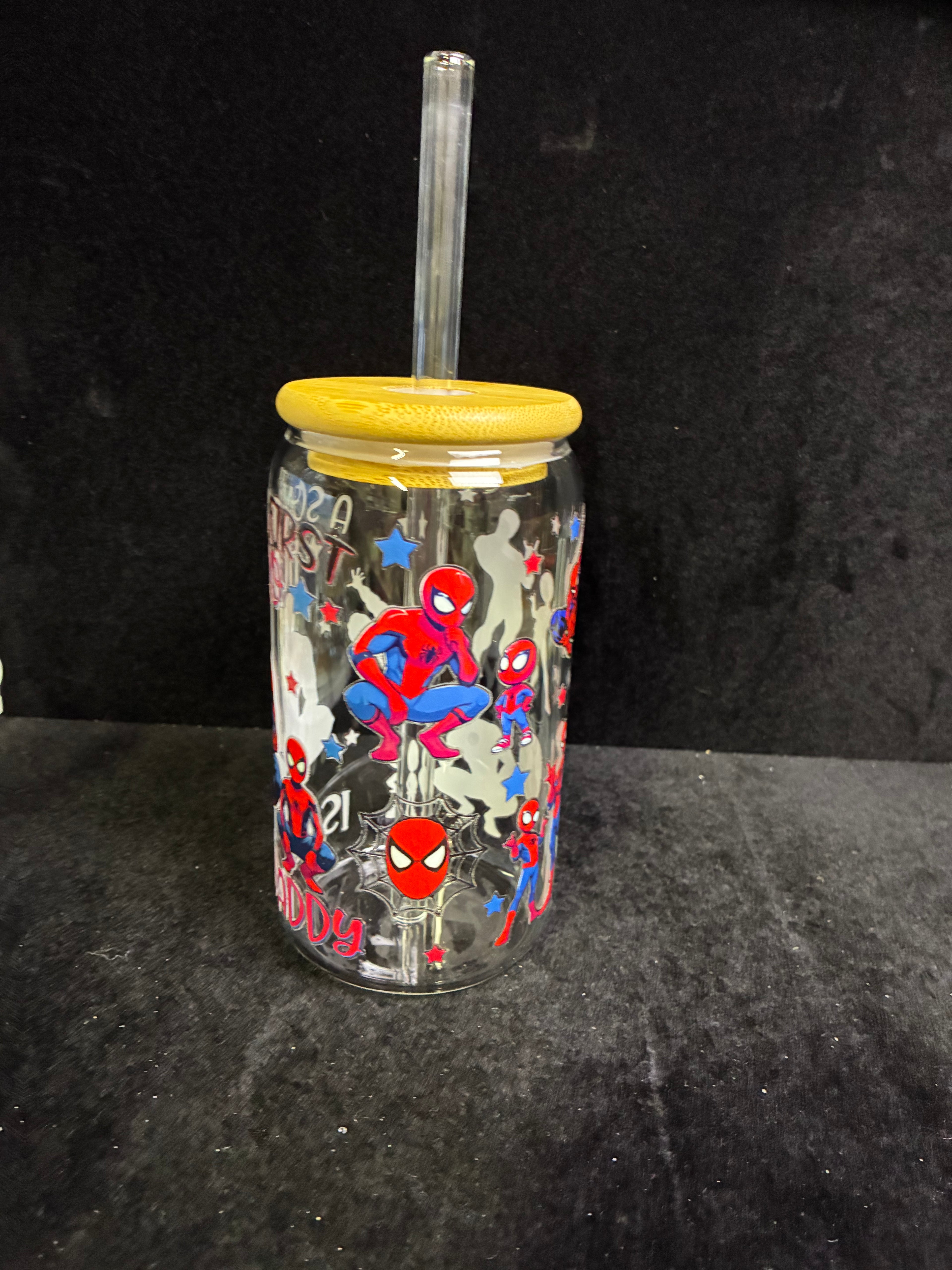Verre Spiderman verre paille en verre LES MERVEILLES DE SONIA