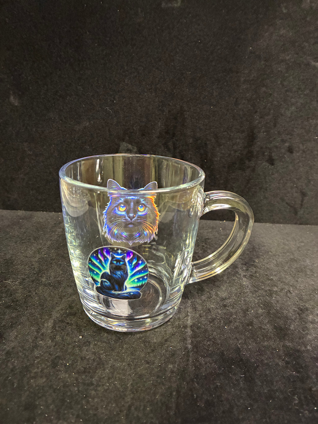 Tasse à café verre chat noir multi LES MERVEILLES DE SONIA