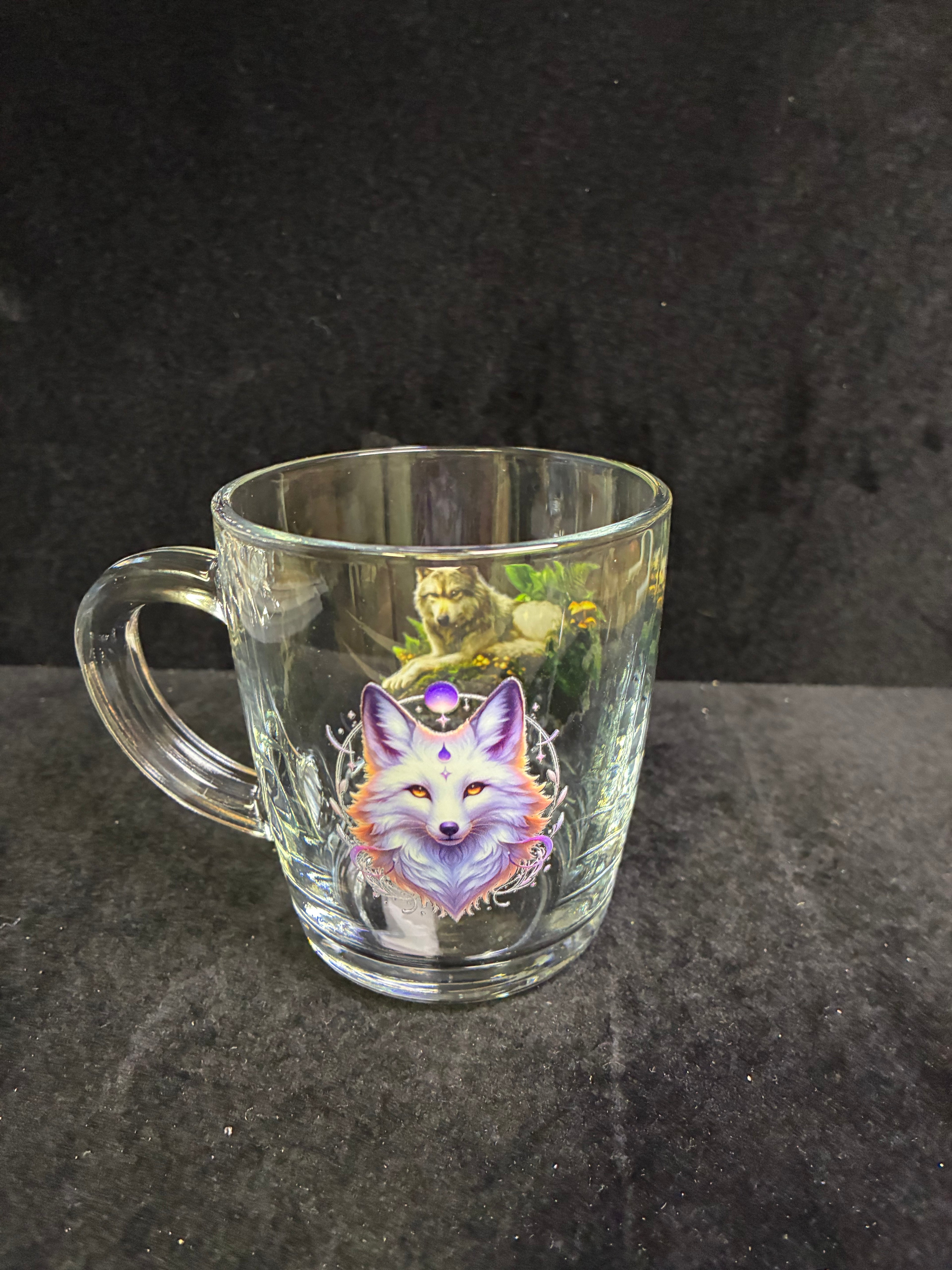 Tasse à café loup verre LES MERVEILLES DE SONIA