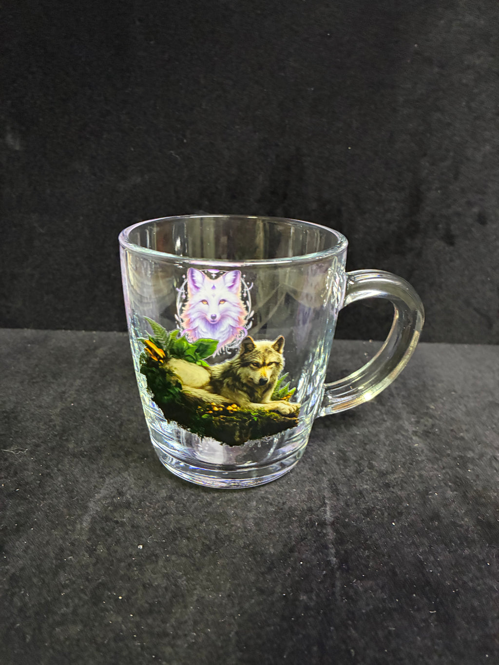 Tasse à café loup verre LES MERVEILLES DE SONIA
