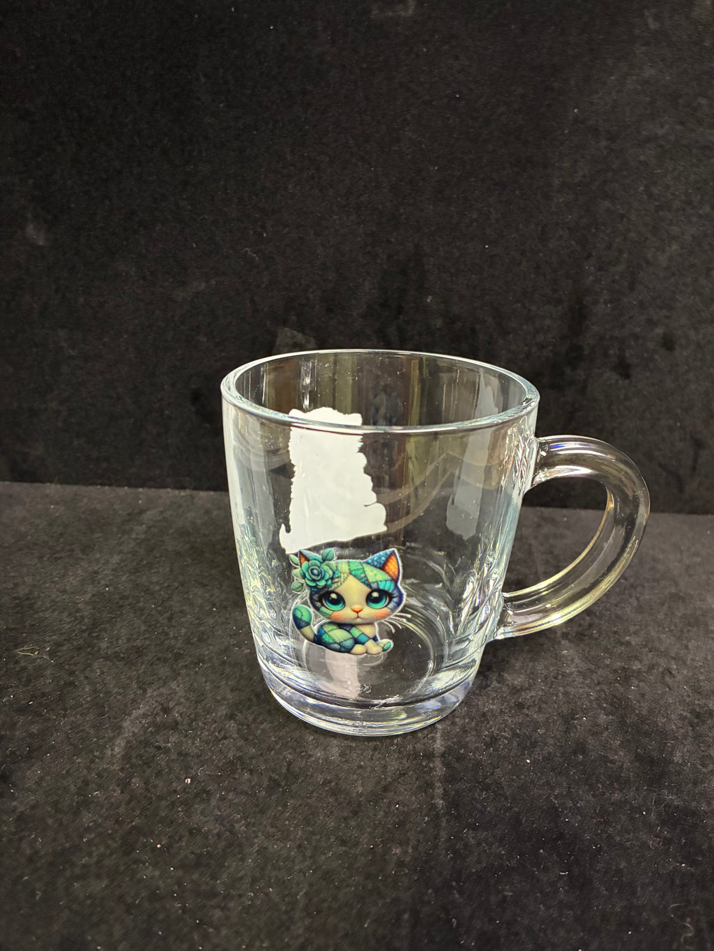 Tasse à café chat nounours verre LES MERVEILLES DE SONIA