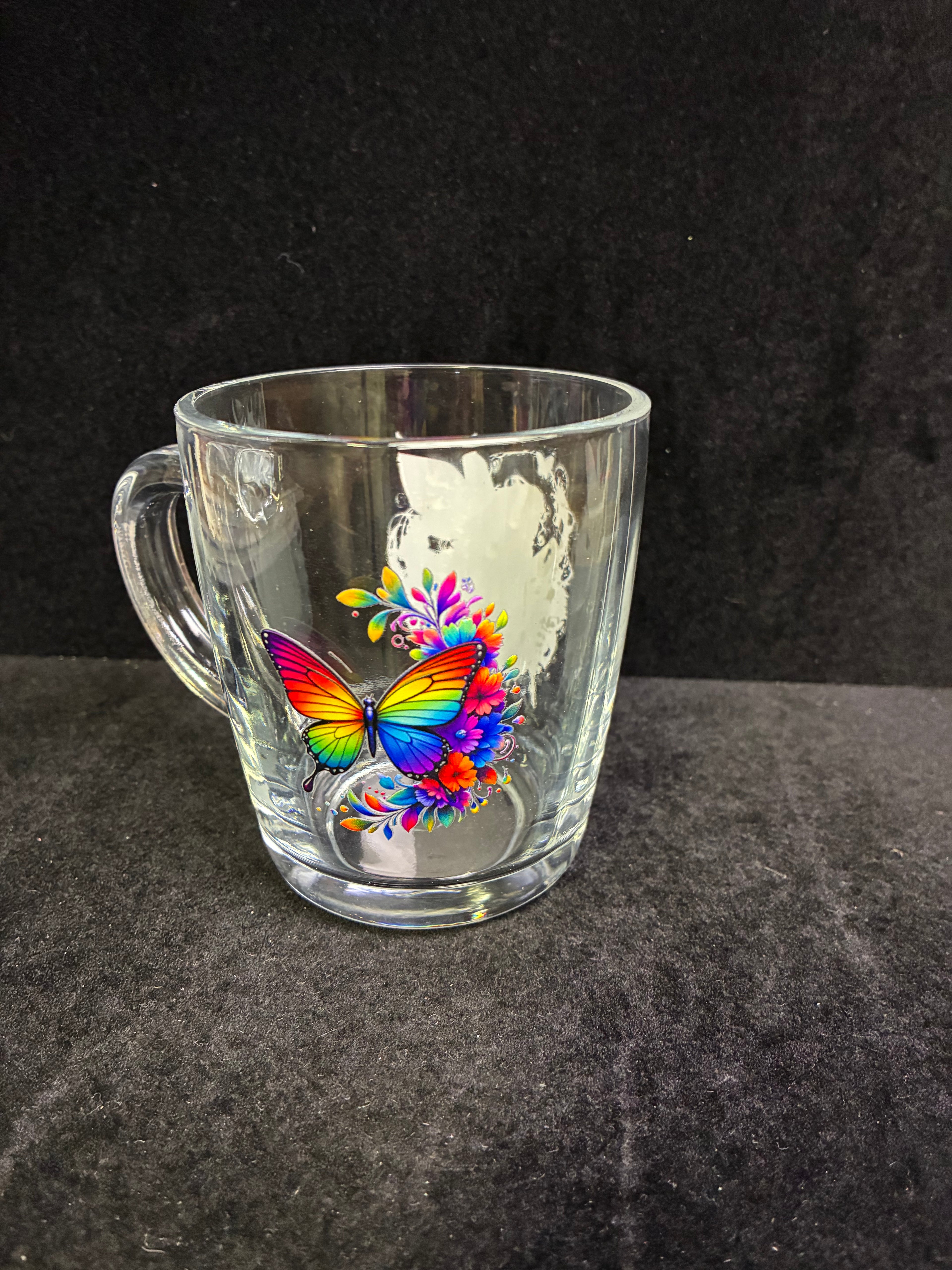 Tasse à café papillon femme coloré verre LES MERVEILLES DE SONIA