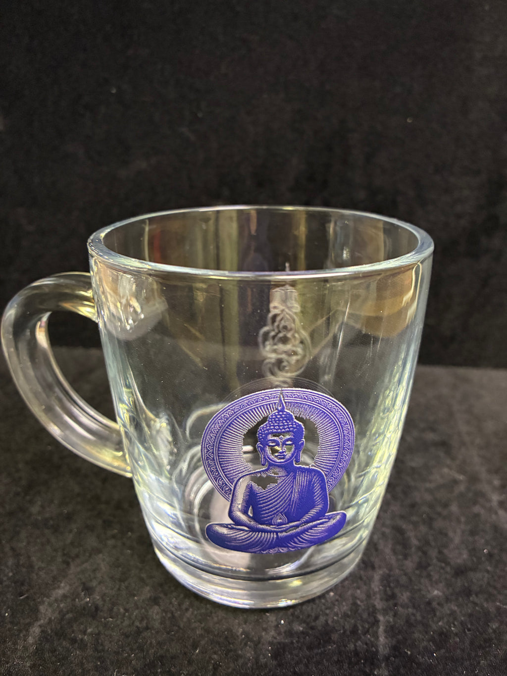 Tasse à café bouddha bleu et un noir verre LES MERVEILLES DE SONIA