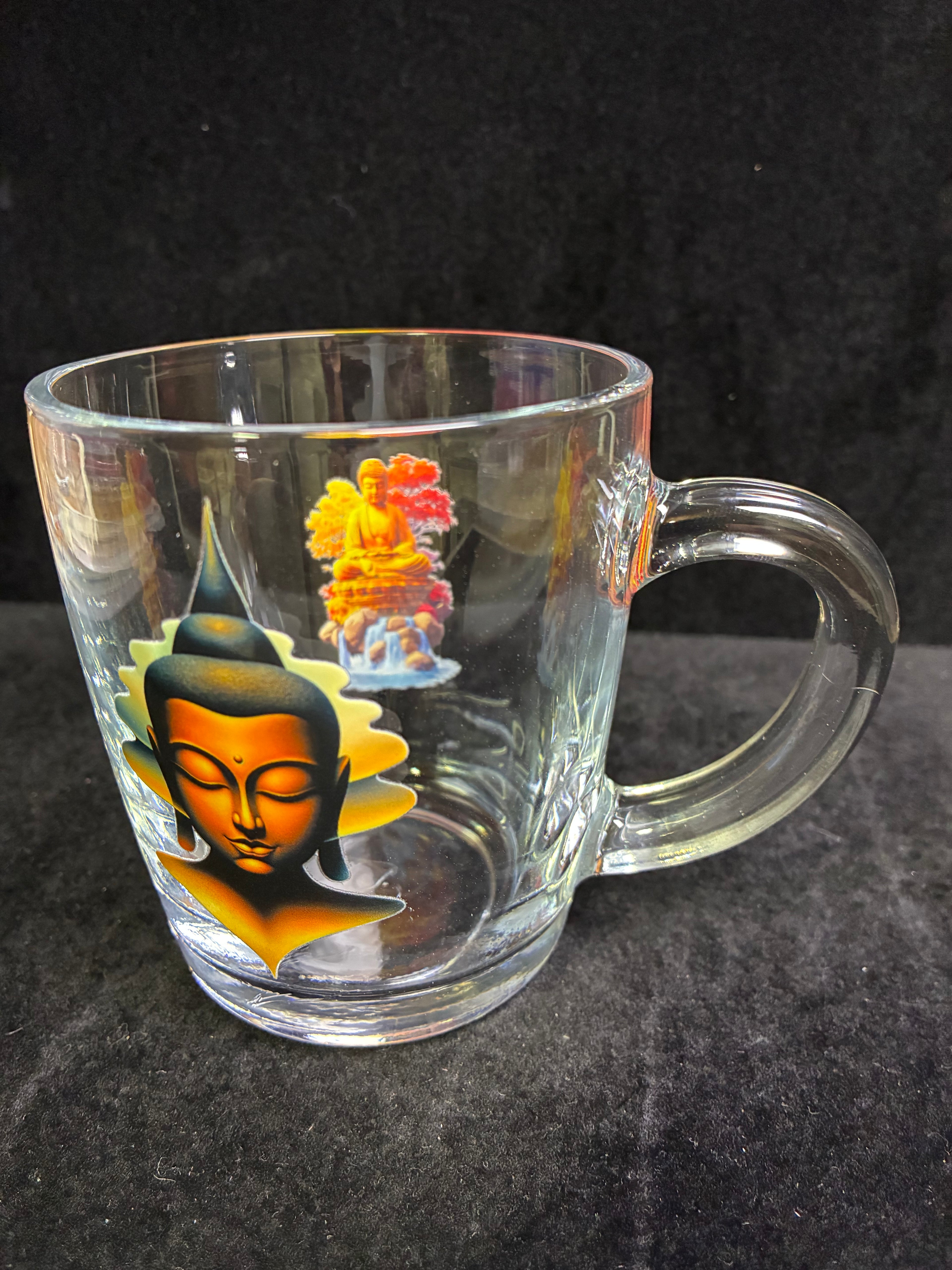 Tasse à café tête de bouddha et bouddha eau verre LES MERVEILLES DE SONIA